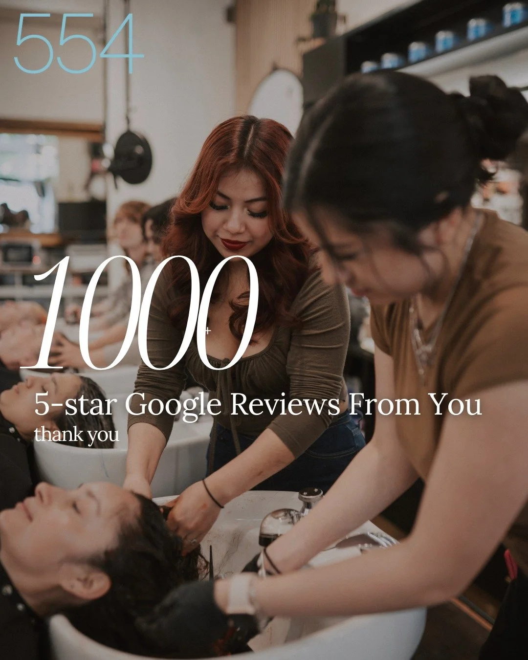 🌟 We are absolutely thrilled to announce a major milestone...Salon 554 has officially reached 1,000 5-star reviews on Google! 🌟

This isn&rsquo;t just a number. It&rsquo;s a reflection of the countless moments shared inside our salon, the trust you