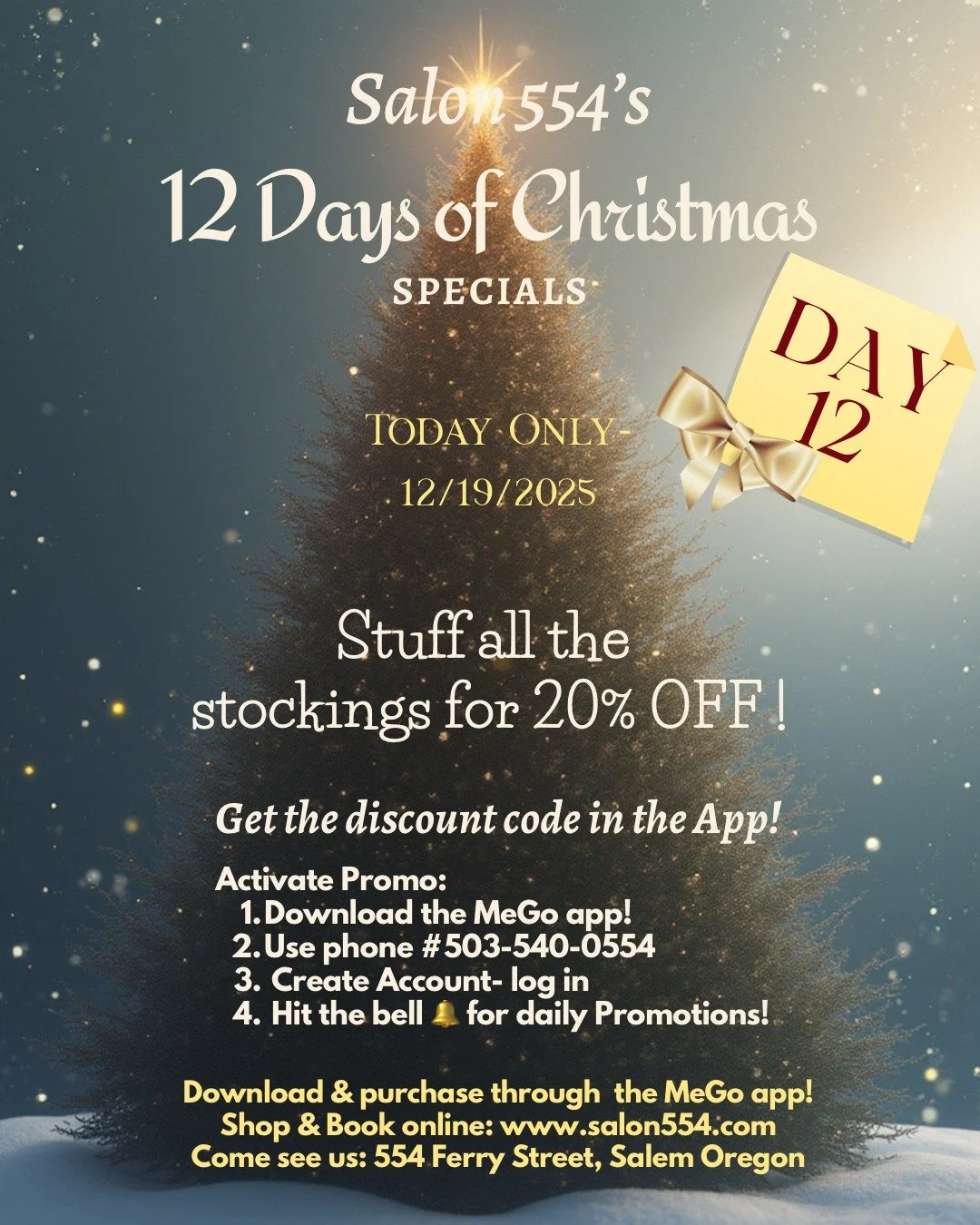 ✨ DAY 12 &mdash; Our FINAL Christmas Special!
Today&rsquo;s deal is for all the shoppers &amp; last minute stocking stuffers 🎁✨! Best deal we've done this year, but you'll need the code inside the app! 

➡️ Download the MeGo app to reveal today&rsqu