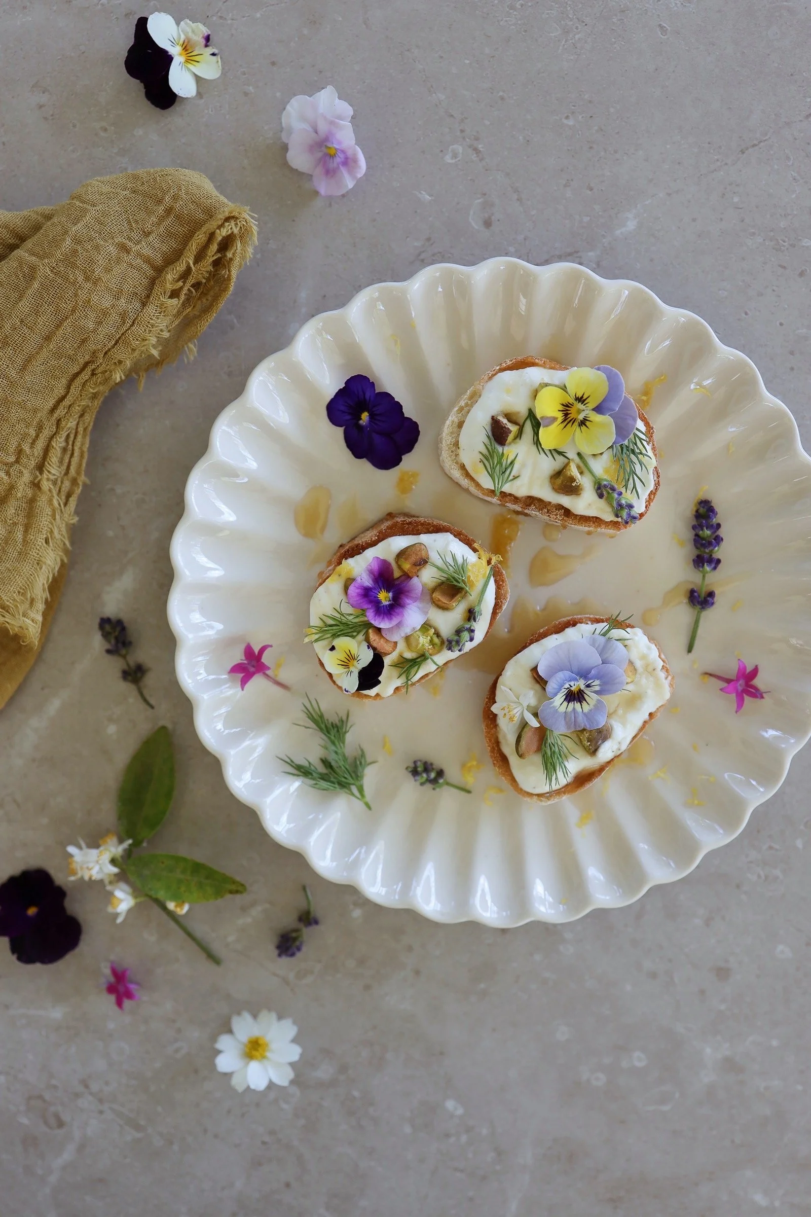 HOW TO MAKE WHIPPED FETA WITH EDIBLE FLOWERS