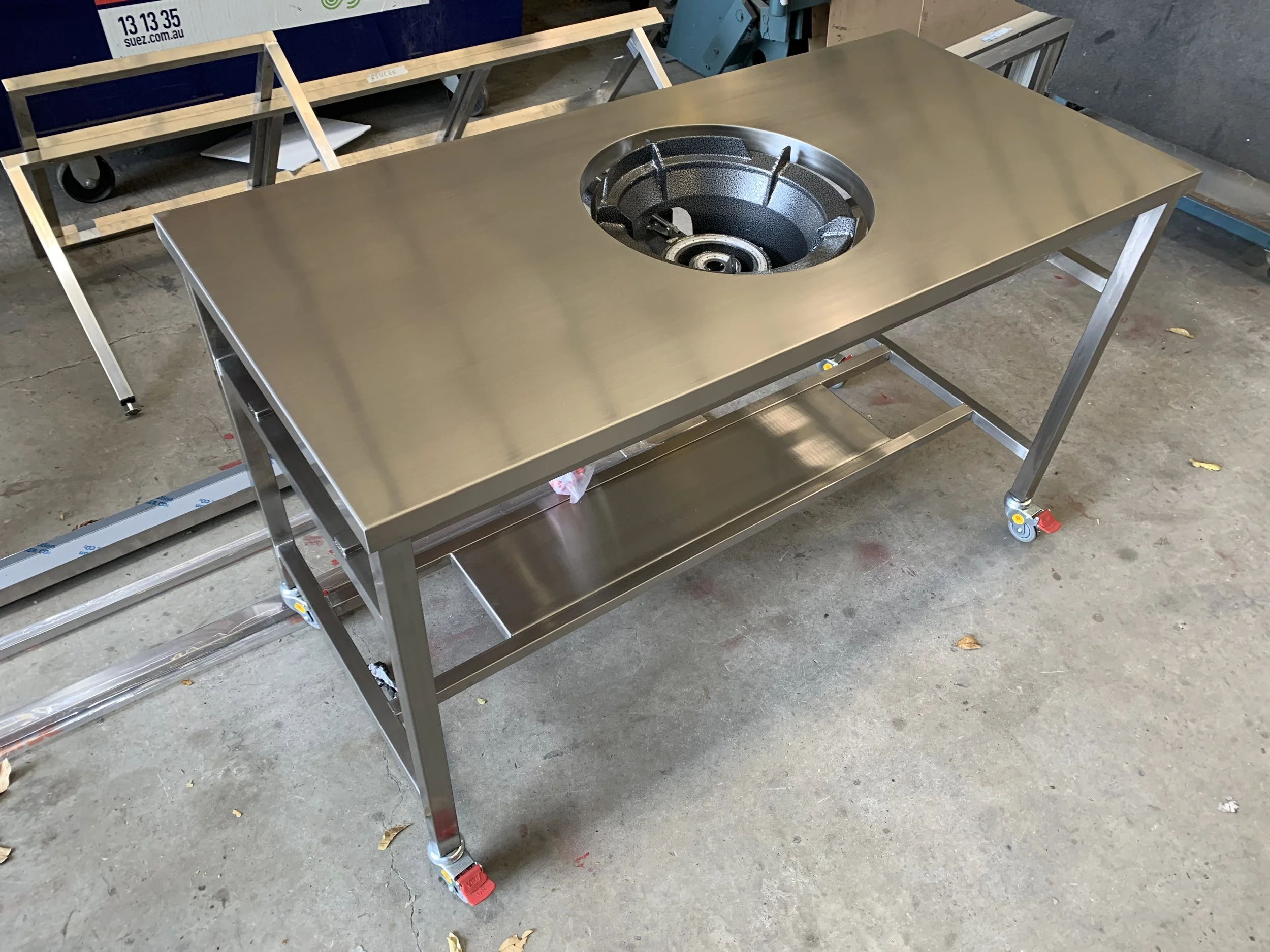 Stainless Steel Wok Burner Bench Trolley