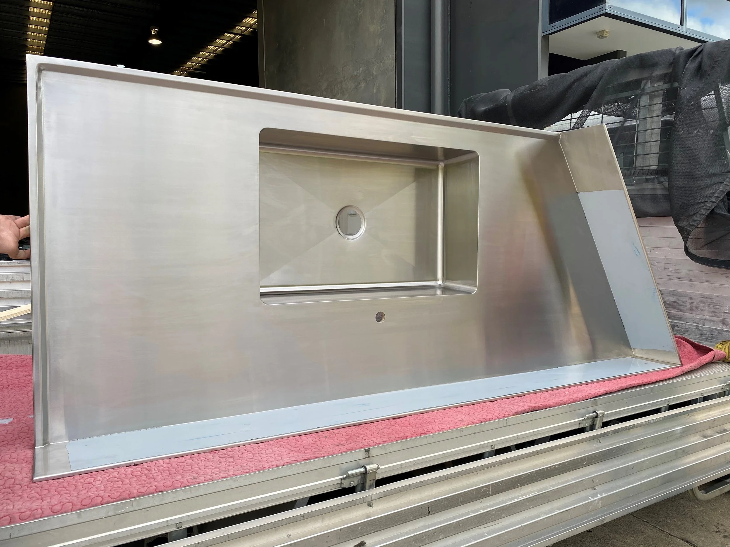 Stainless Steel Benchtop with Integrated Sink