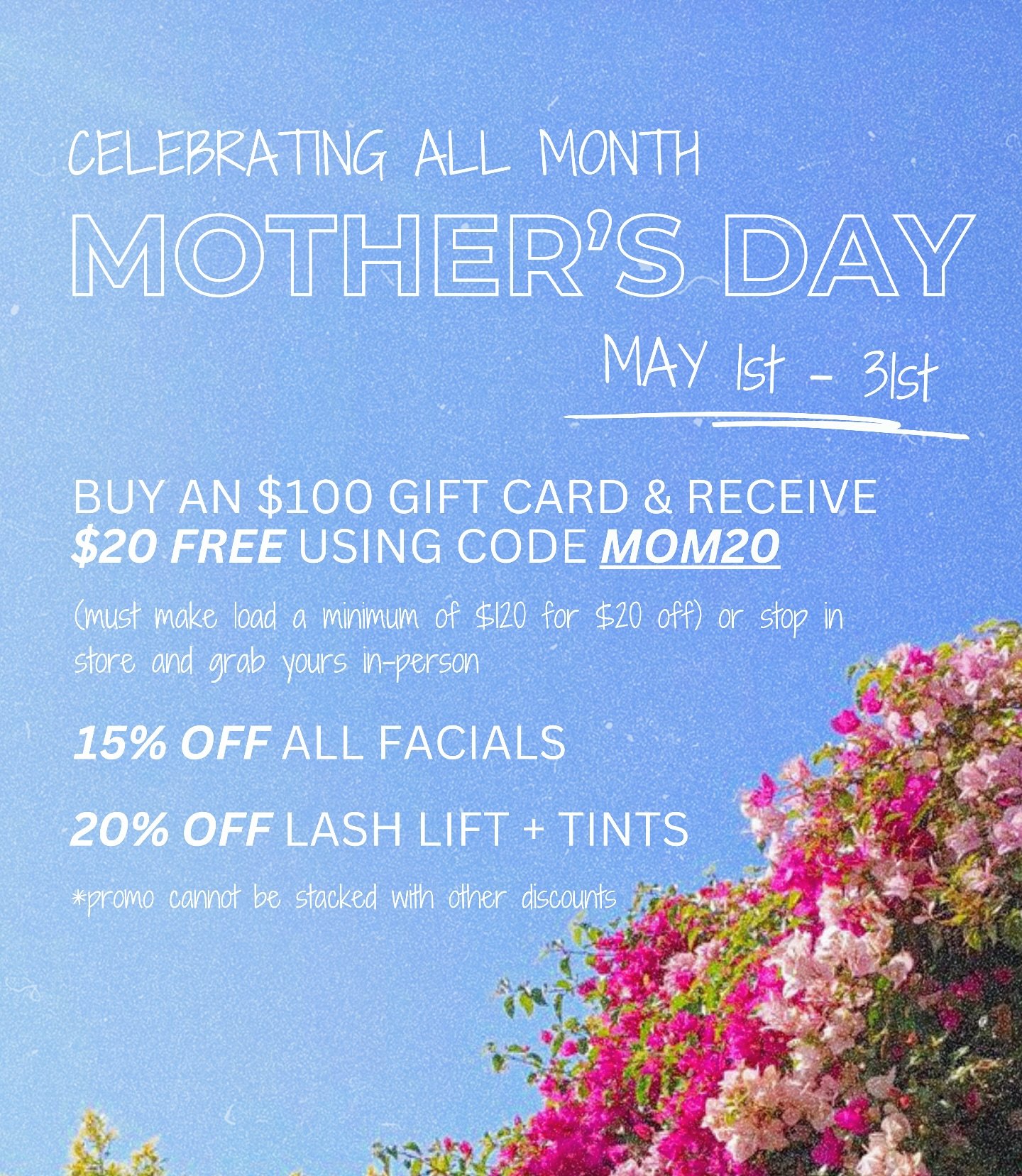 Hello, May! Sunshine, self-care, and celebrating all the moms out there 🩷
Treat the special women in your life (or yourself!) with our Mother’s Day promotions happening all month long.
Shop online & book your appointments at bodyhausgr.c