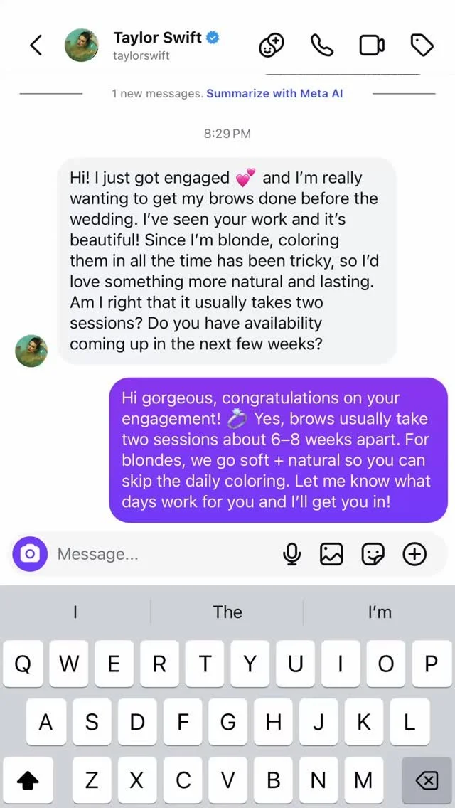 OMG WE CAN’T BELIEVE WE JUST GOT THIS DM?!?!? 😭😍
Just kidding… (for now 😉 but how sweet would that be?!) Brides, babes, and everyone in between—we’re here for all of your permanent makeup & beauty needs 🩷
Message us