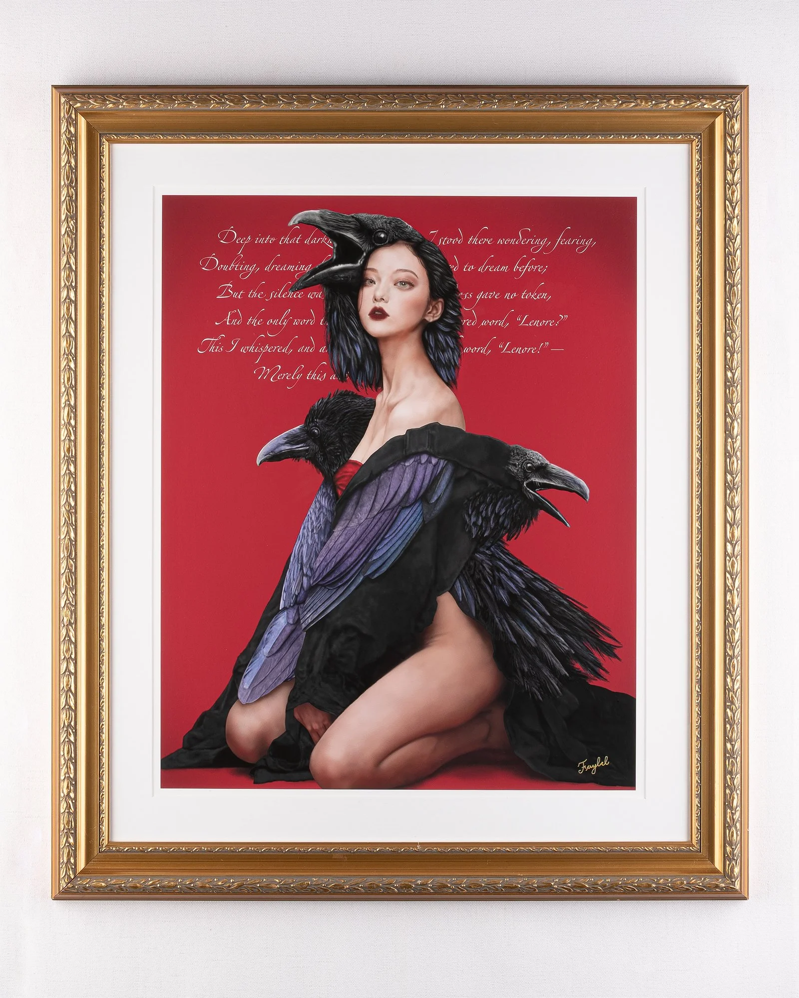 Custom framed fine art print of "The Lost Lenore" gothic mythological fantasy artwork digital original by gallery and cover artist FAYBEL (Elaine Nesbitt)