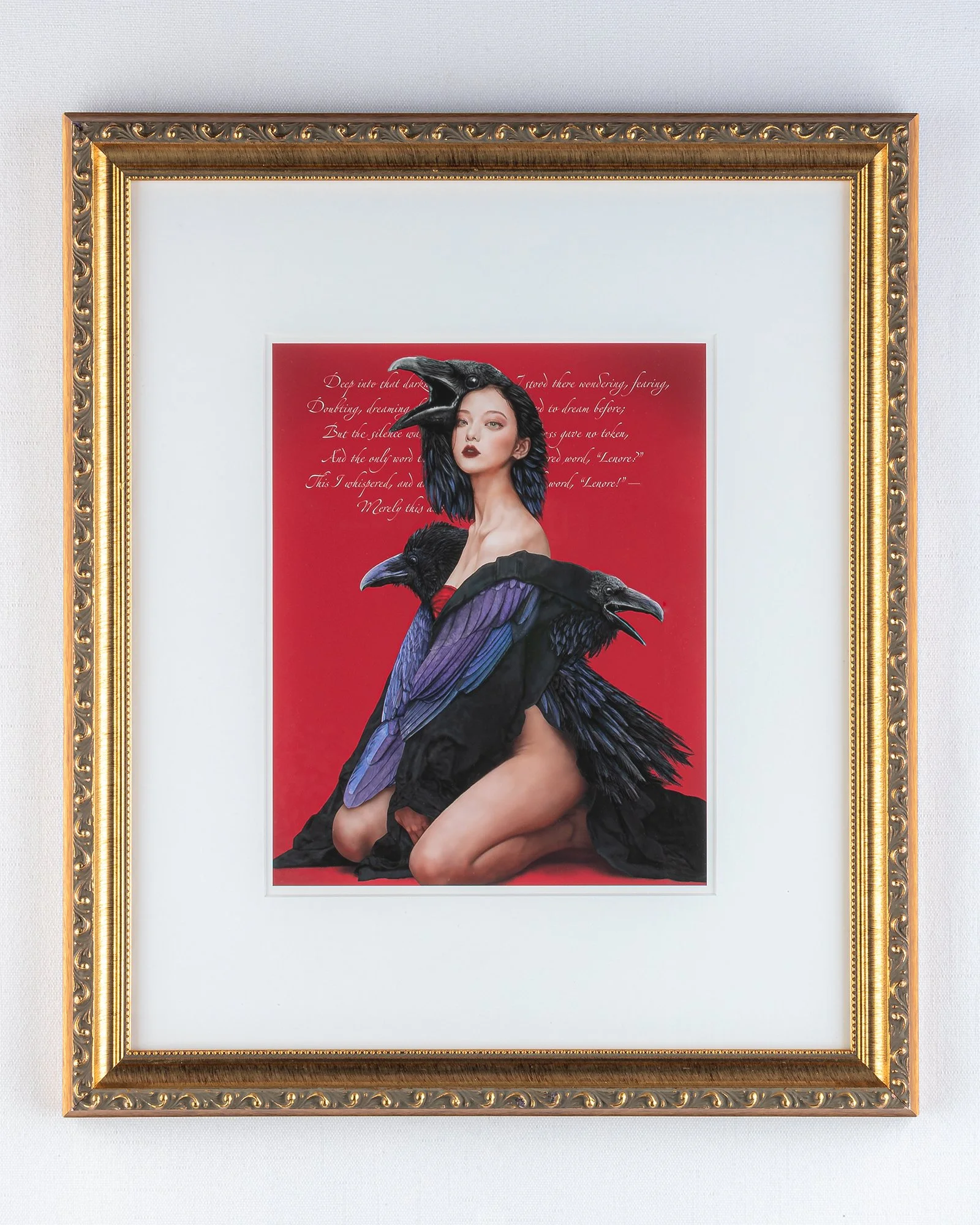 Custom framed digital painting of "The Lost Lenore" gothic poetry artwork open series fine art print by digital artist FAYBEL (Elaine Nesbitt)