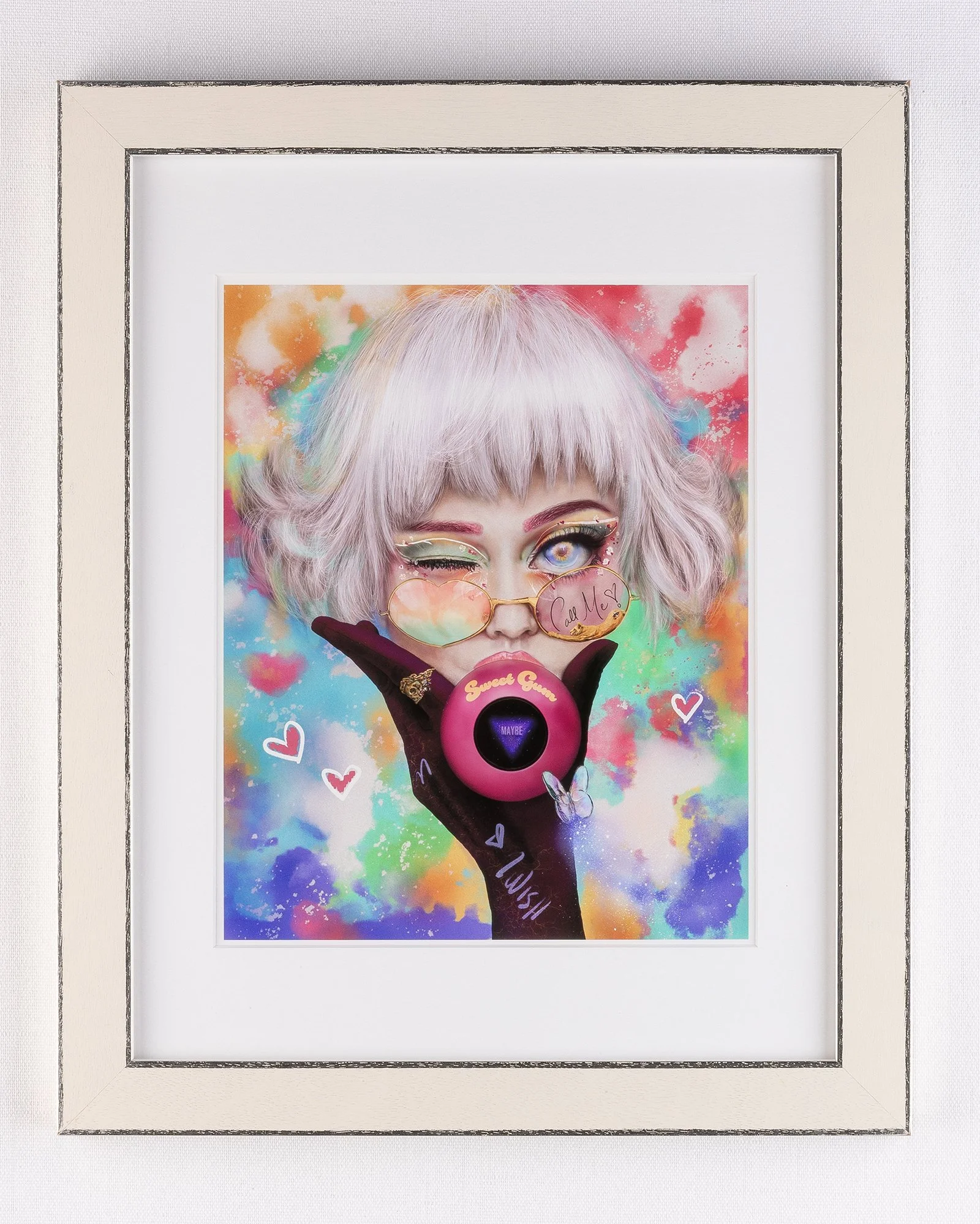 Custom framed digital painting of "Call Me Maybe" vibrant pop art open series fine art print by digital artist FAYBEL (Elaine Nesbitt)