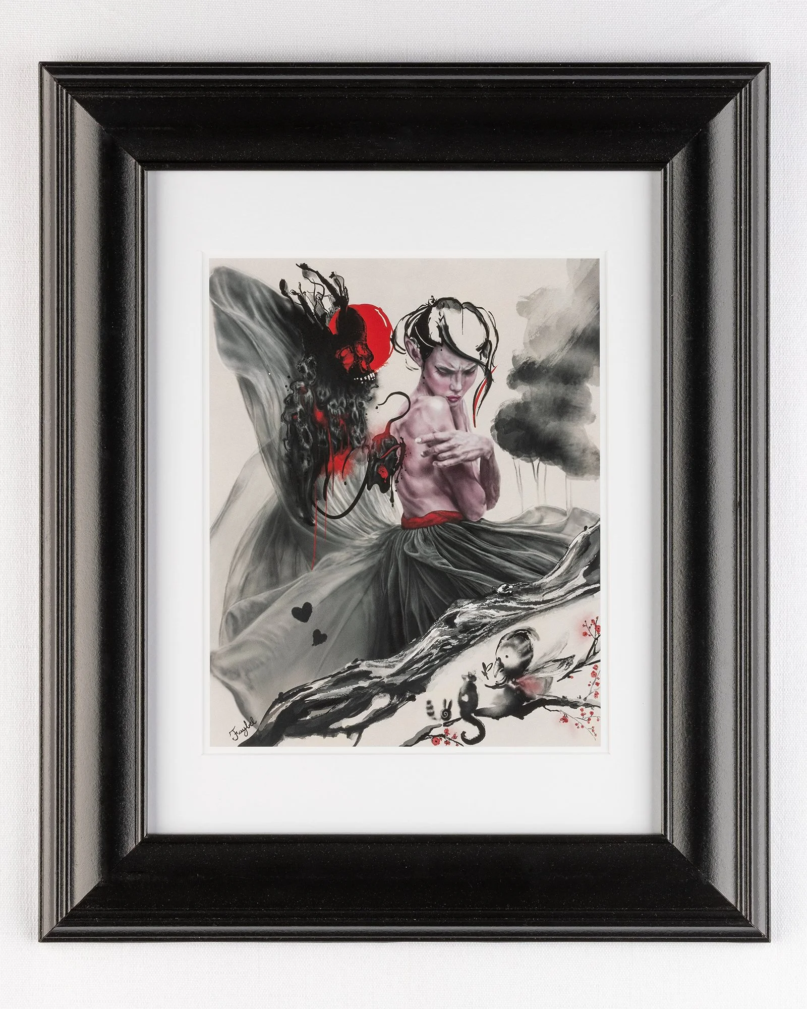 Custom framed digital painting of "The Never Queen" dark artwork 1 of 1 digital original fine art print by digital artist FAYBEL (Elaine Nesbitt)