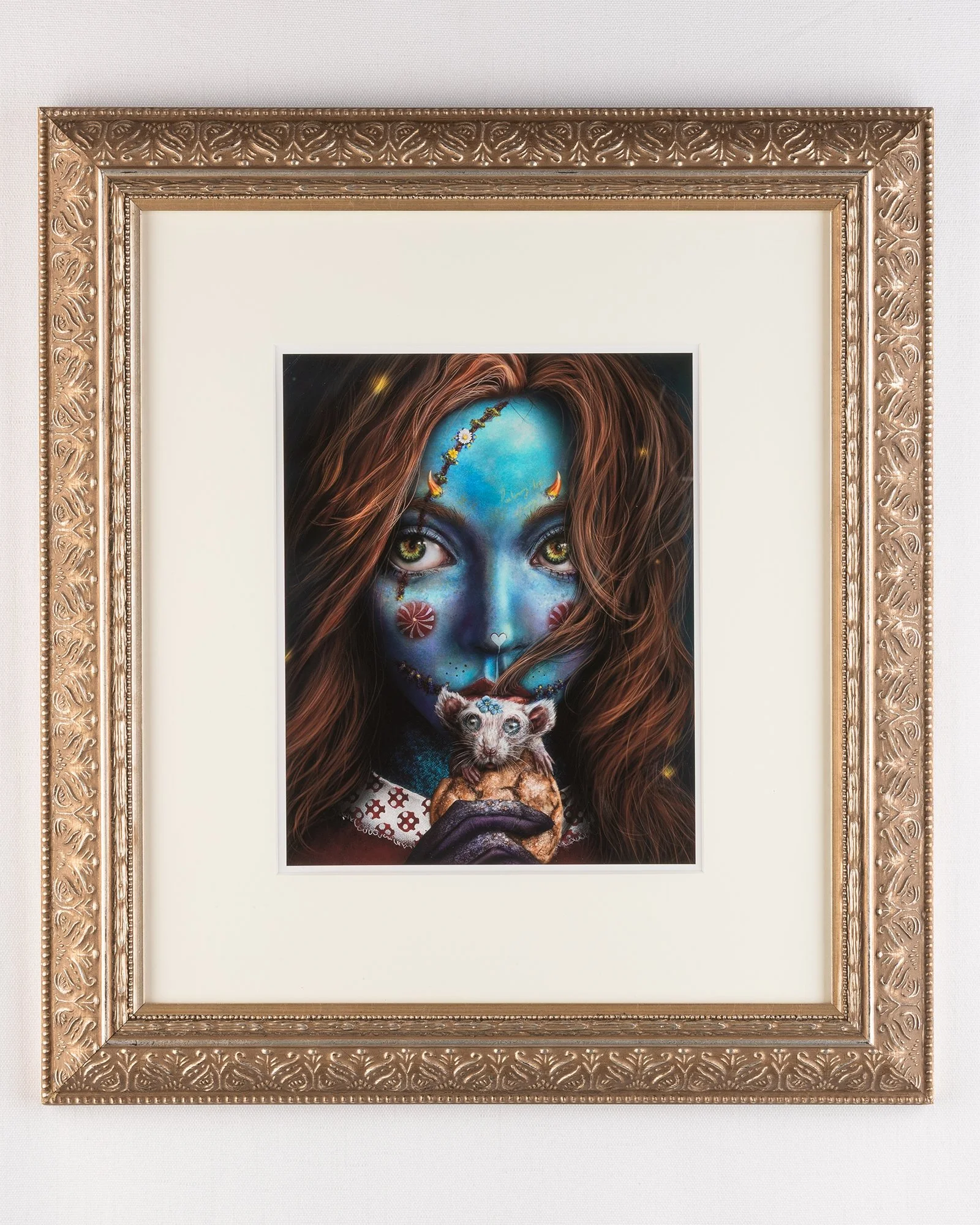 Custom framed digital painting of "The Ragdoll Princess" fairytale portrait artwork open series fine art print by digital artist FAYBEL (Elaine Nesbitt)