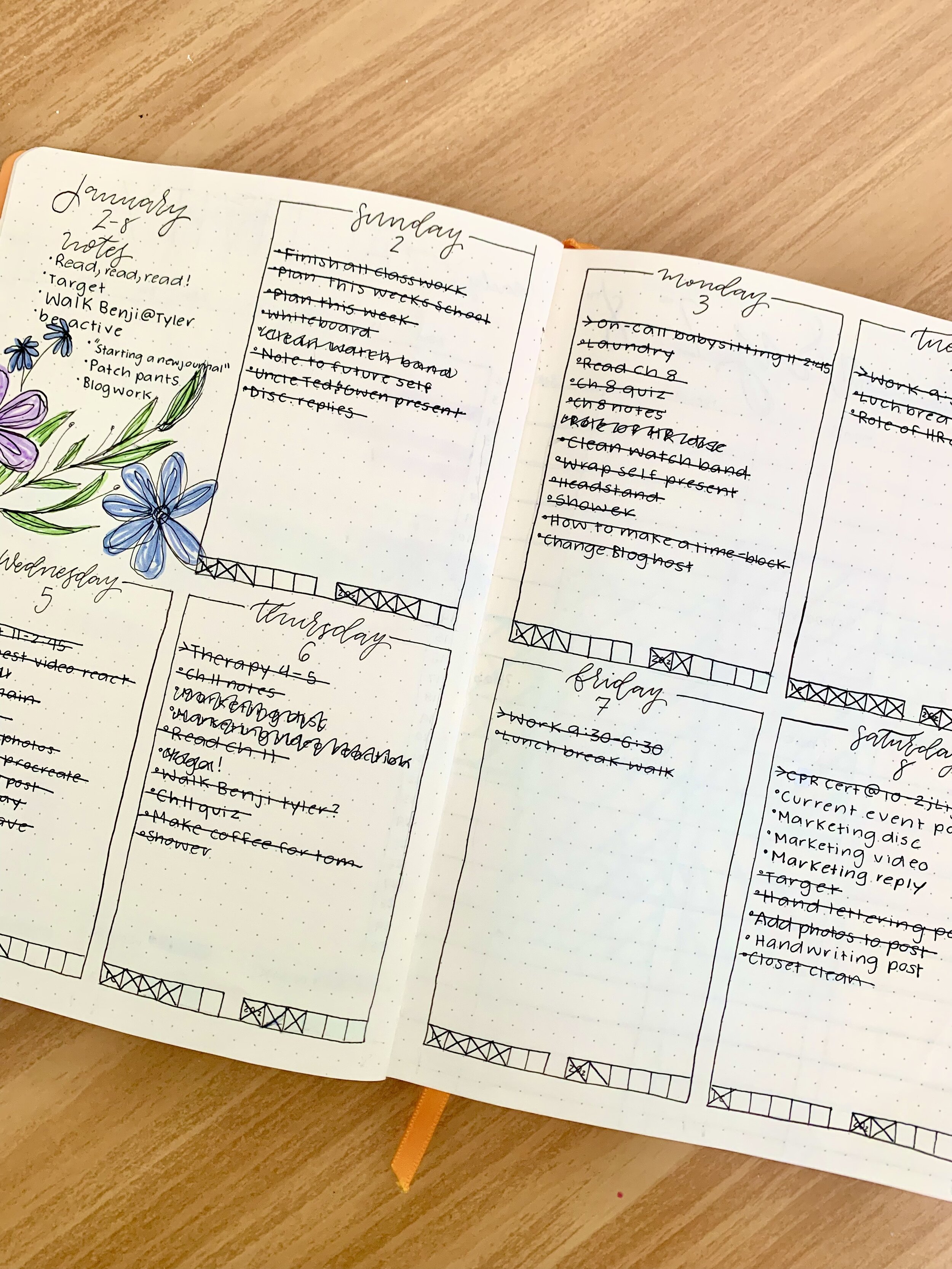 Bullet Journal January 2022: Sketchy Florals and Loose Cursive — Lydias ...