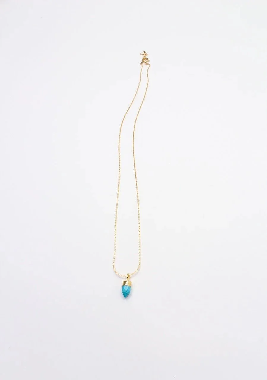 Turquoise point pendant with vermeil bezel on a gold-filled chain necklace.