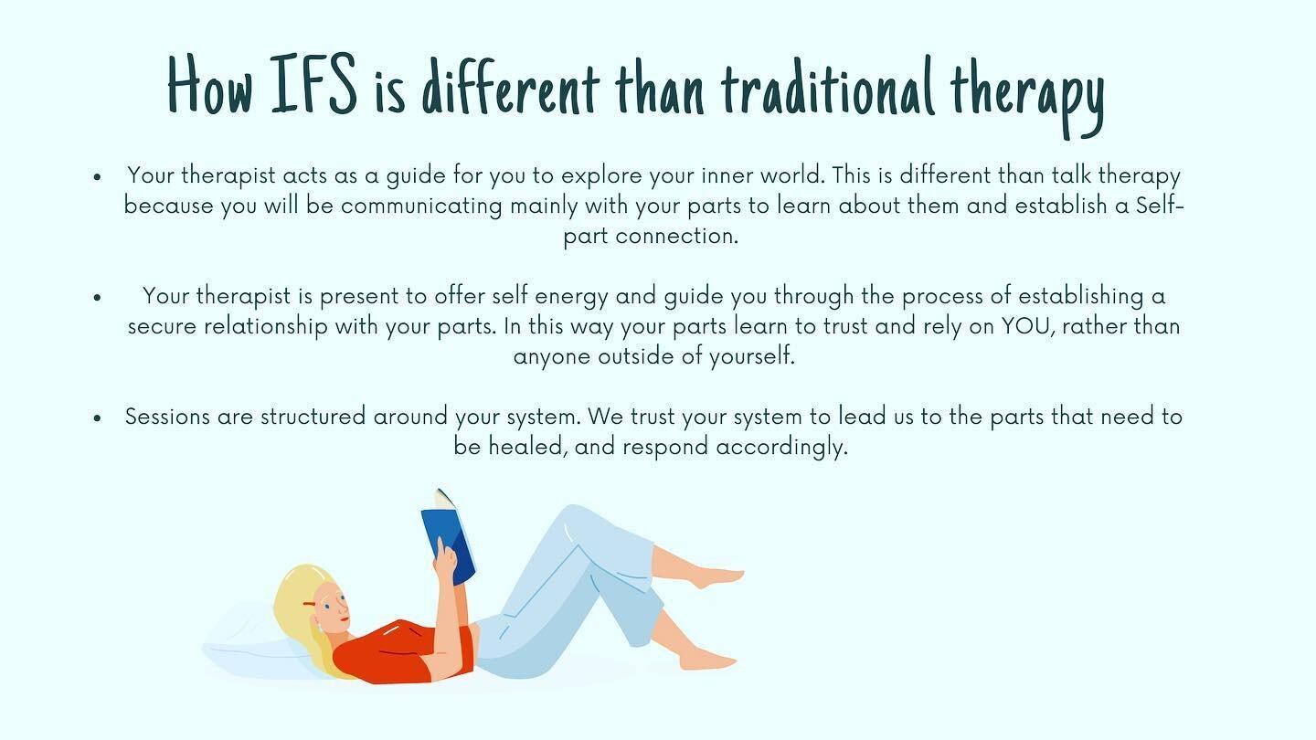 One of the most common statements I hear from clients new to IFS is, &ldquo;This is really different from anything I&rsquo;ve done before!&rdquo; 

In traditional therapy, the focus is on the therapist-client relationship, and how the therapist can h