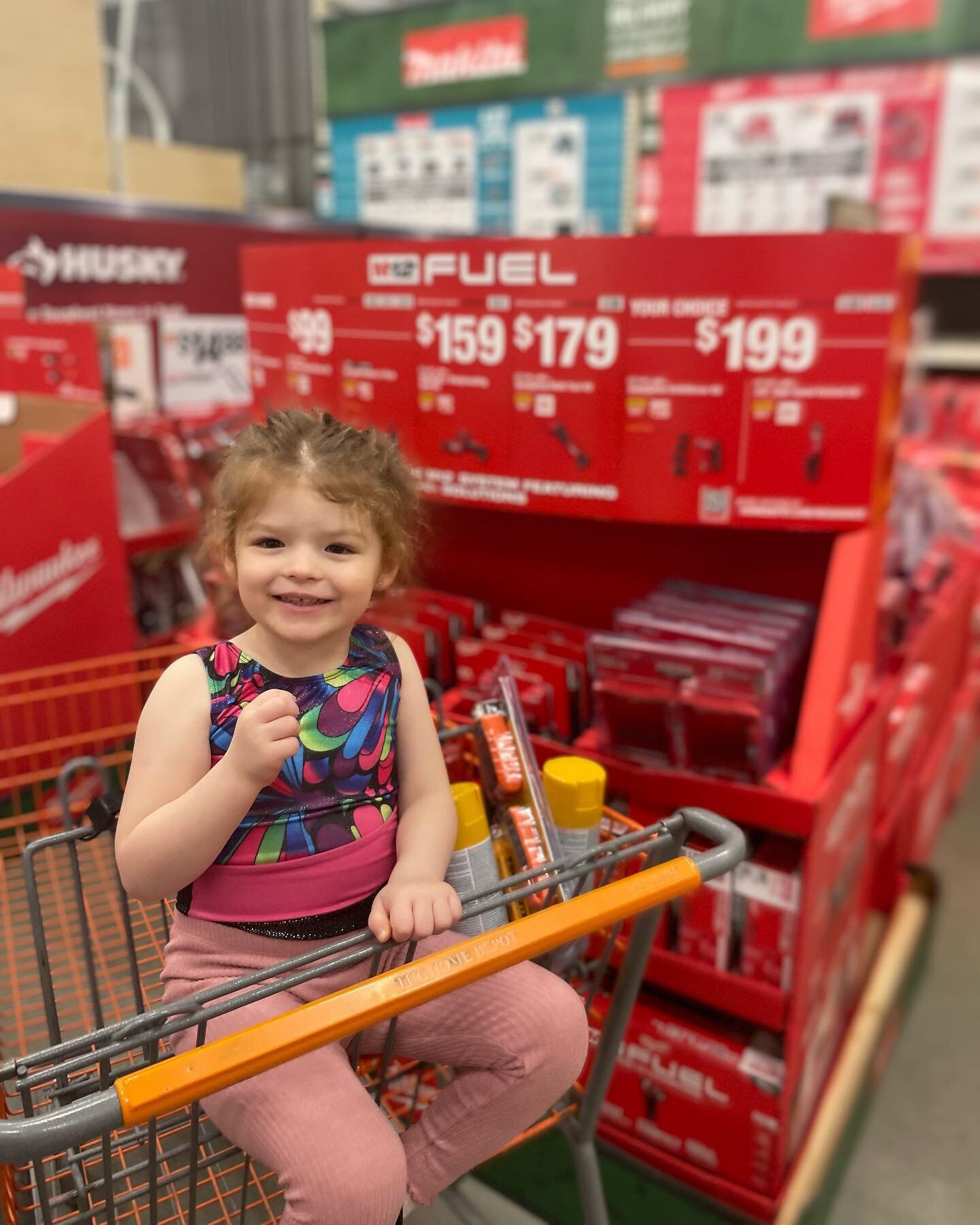 Tuesday&rsquo;s are for gymnastics then a first trip to @homedepot with my girl. Got some @rustoleum and Showed her the right color tools @milwaukeetool to get daddy for Christmas. Then we had to check out the Christmas decorations. Of course we foun