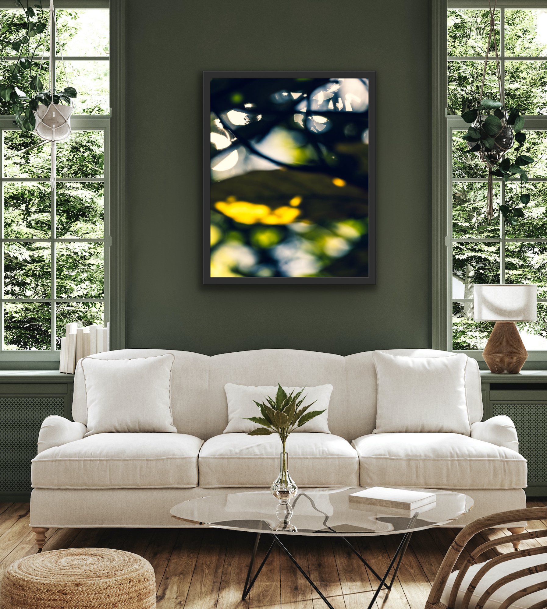 Abstract fine art photography abstract image green and gold white couch timber floor.jpeg