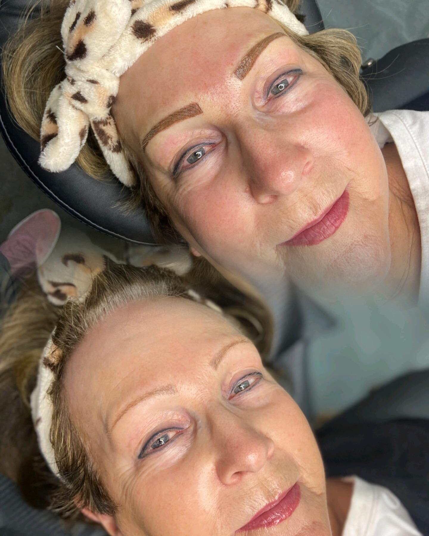 Combo brows on this Beautiful Beauty. They will heal to a soft Powder Brow, with definition and awesome hair strokes throughout her brow! (They will not be square at the bulb of her brow when healed) I&rsquo;ve also done 1 session of cover up Eyeline