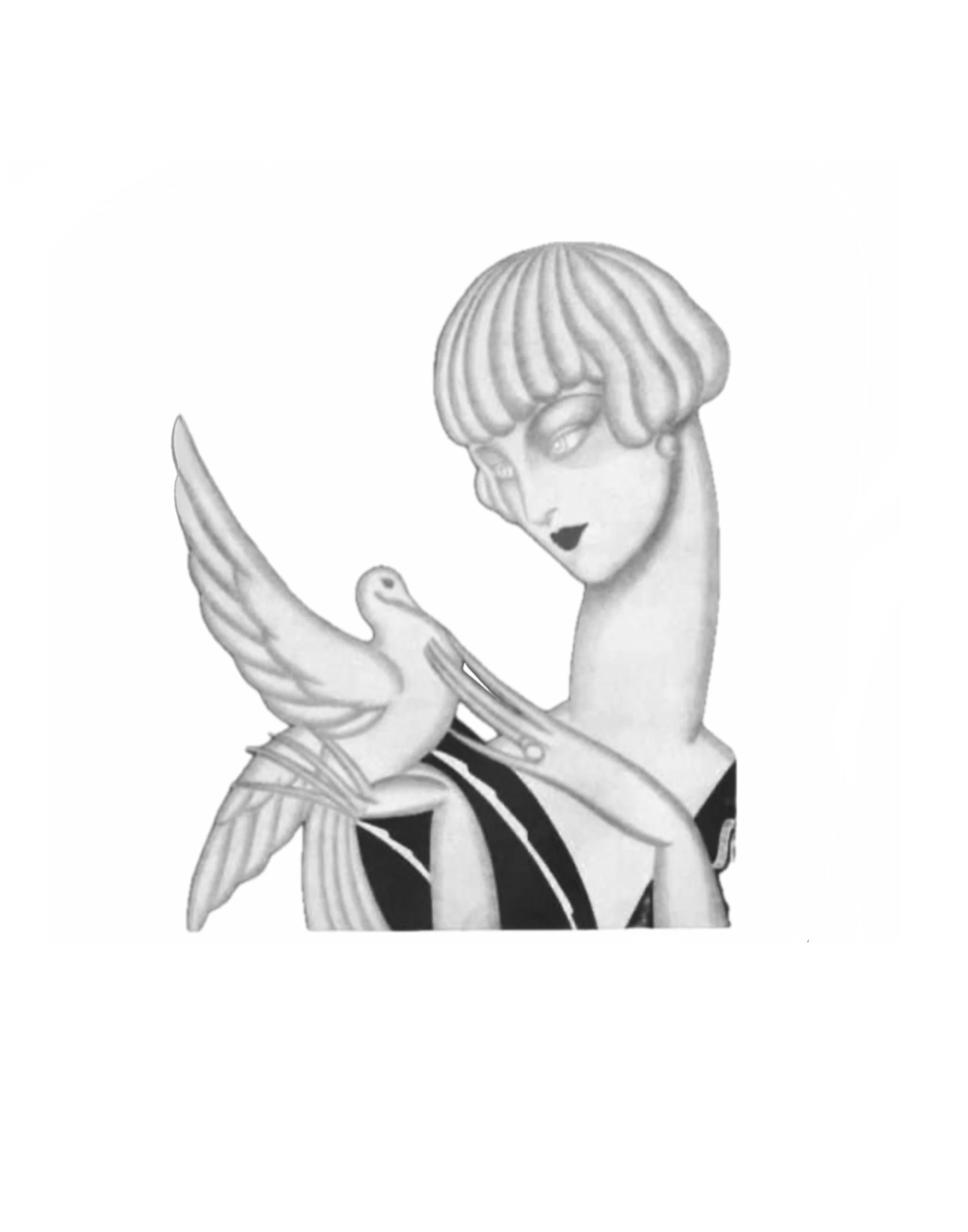 Deco Lady in Black and Grey ~ Min 5”