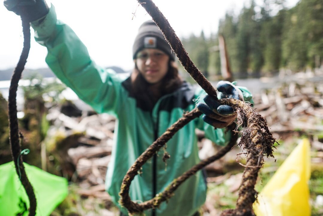 Working together to unwrap a net tangled log on the shore of Afognak. It&rsquo;s hard to account for all of our trash, but it&rsquo;s far harder to remove marine debris at this stage. But what other choice do we have? If we wait too long, the harsh A