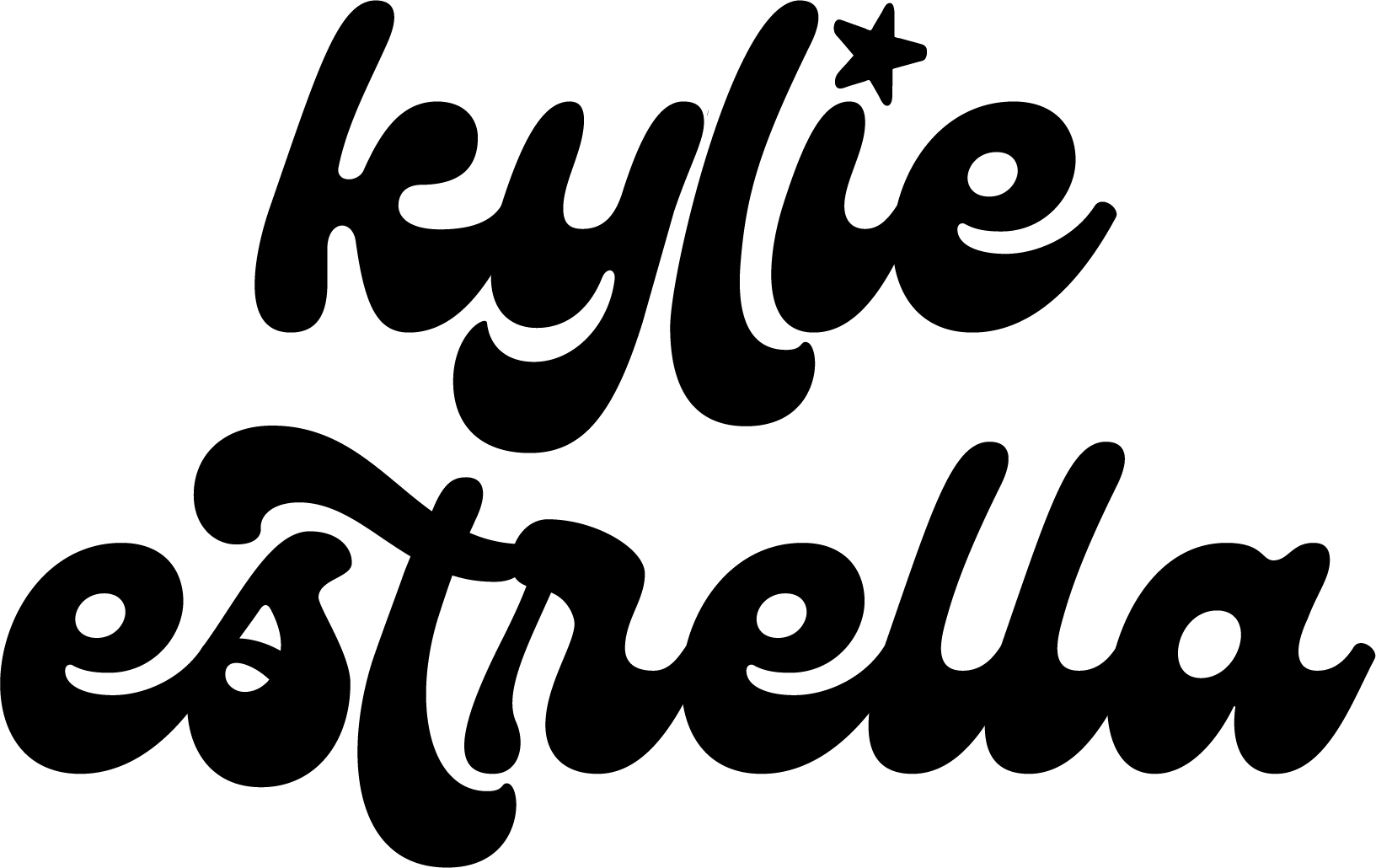 Stylized text reading "kylie estrella" with a star above the "i".