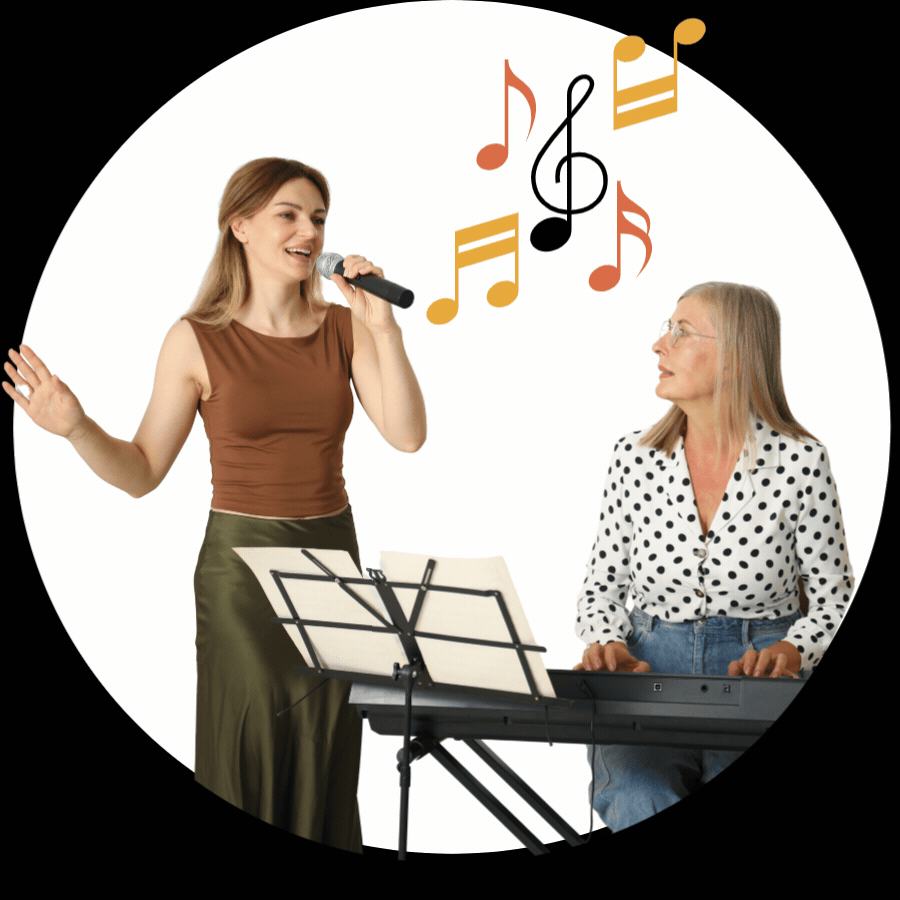 Lifelong musical learning - an adult singing with piano teacher