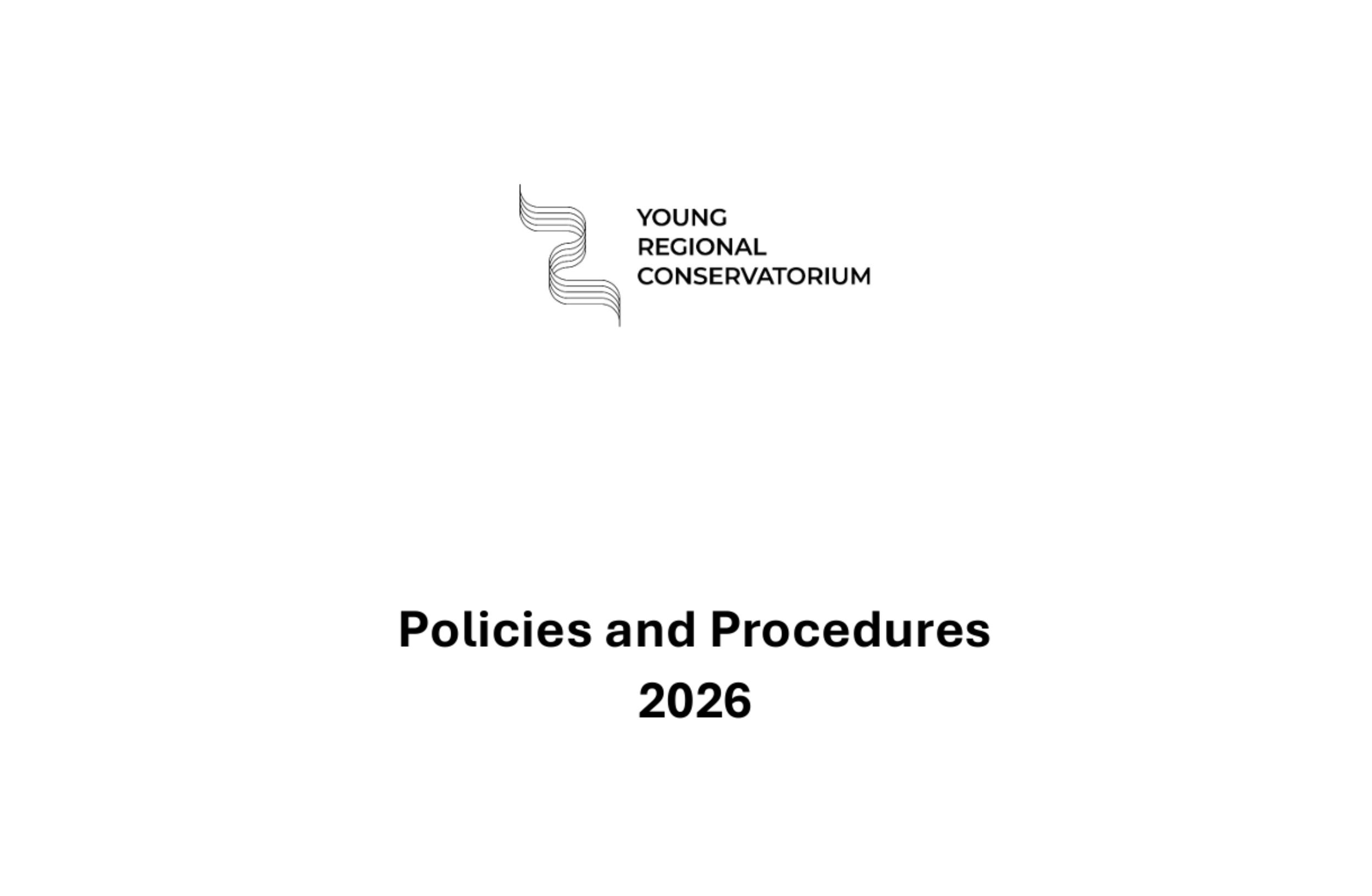 Cover page of the 2026 Policies and Procedures document for Young Regional Conservatorism, featuring the organization's logo and title.