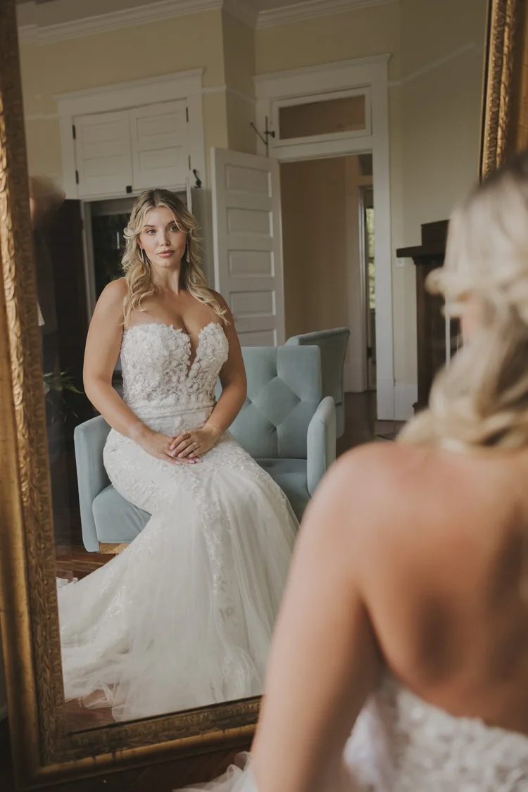 Bride seated in the bridal suite