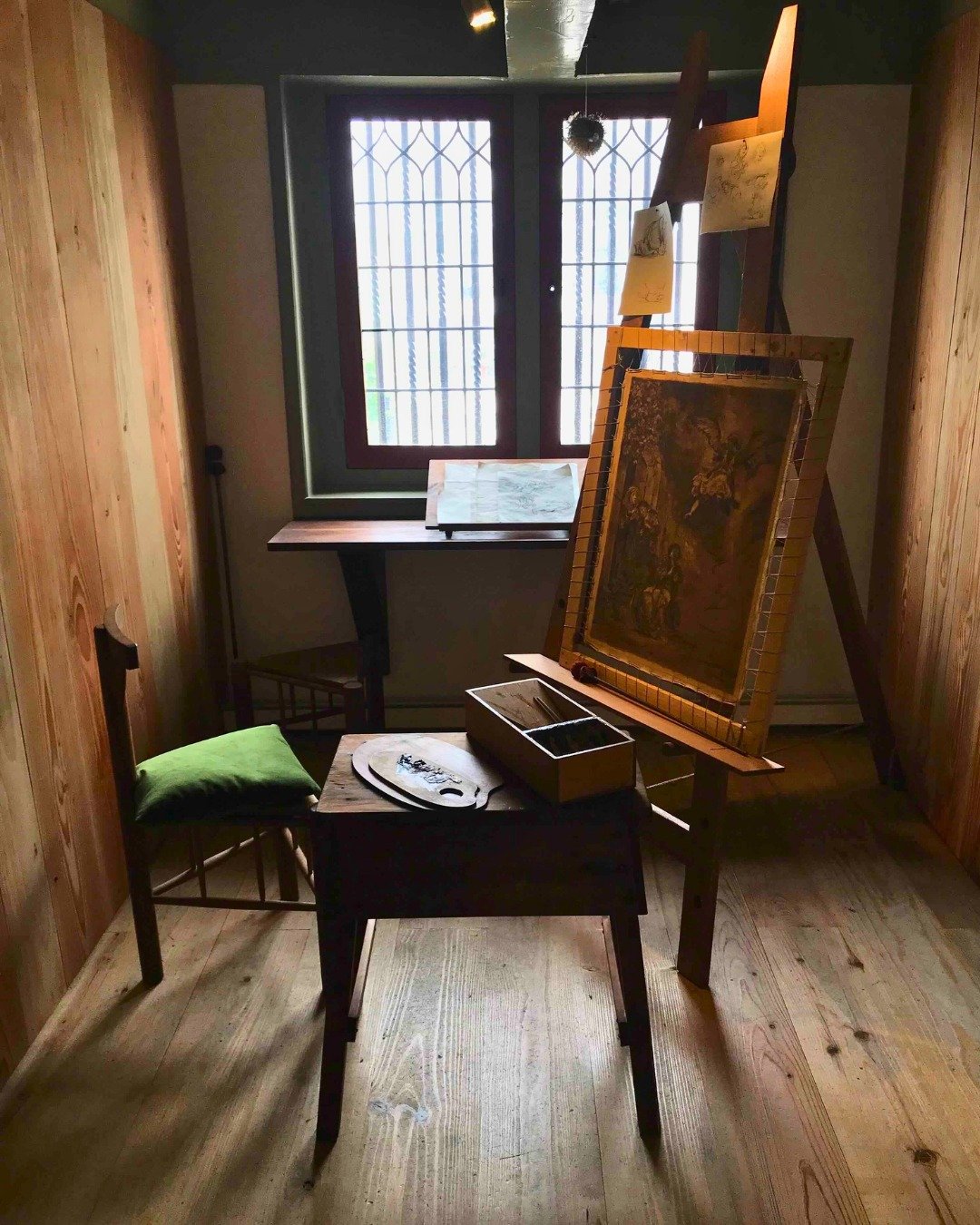 Forget the lonely genius in his garret.

A seventeenth-century studio was a workshop with bowls of ground earth, jars of oil and size, the low reek of linseed and woodsmoke, everything stained and half-used.

The apprentice ground the colours, swept 