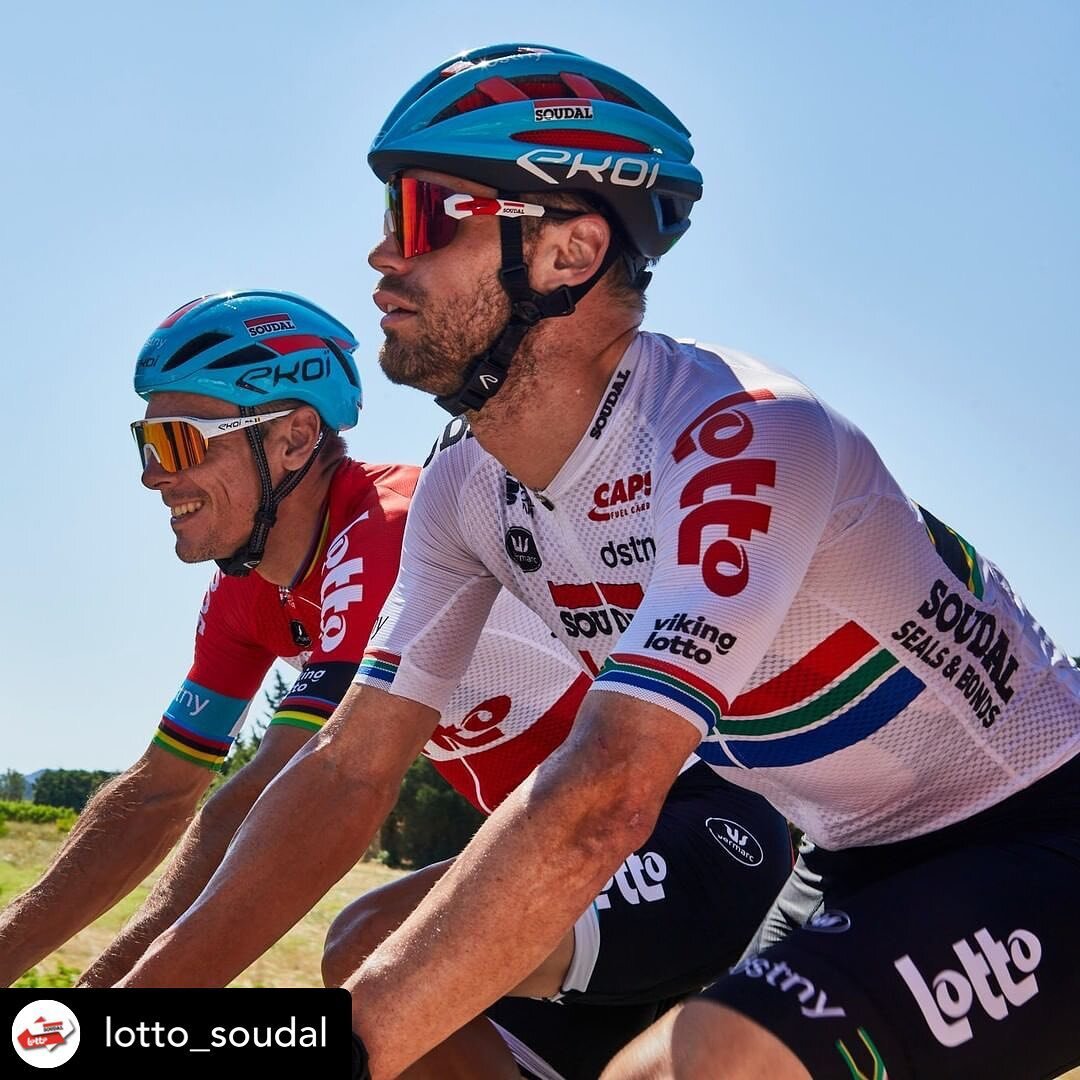 Posted @withregram &bull; @lotto_soudal Restday ride around sunny Narbonne 🥵. Luckily our @vermarc_australasia kits keep us cool in the rising temperatures 🌡️.