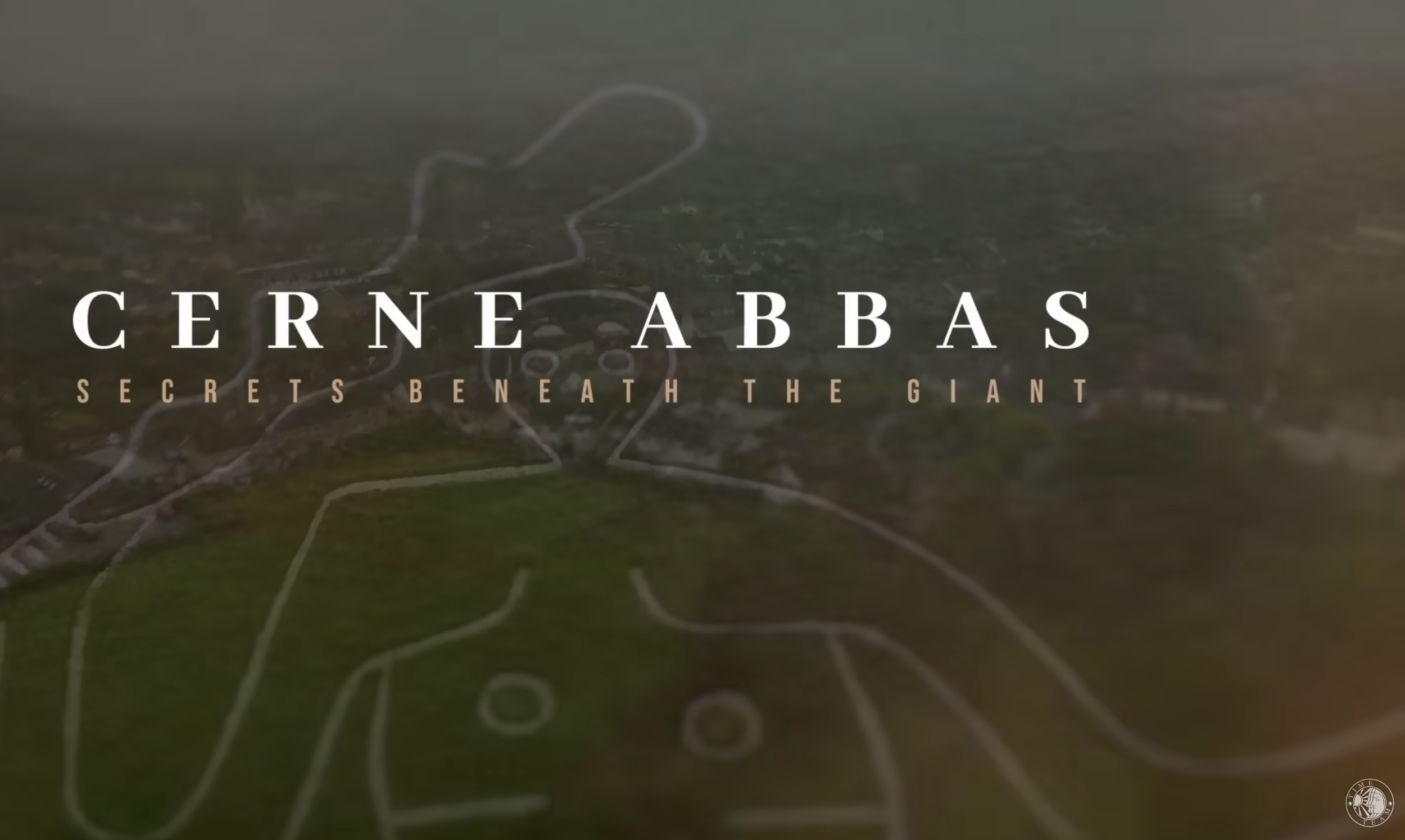 Time Team episode Cerne Abbas: Secrets Beneath the Giant title card showing an aerial view of the Cerne Giant
