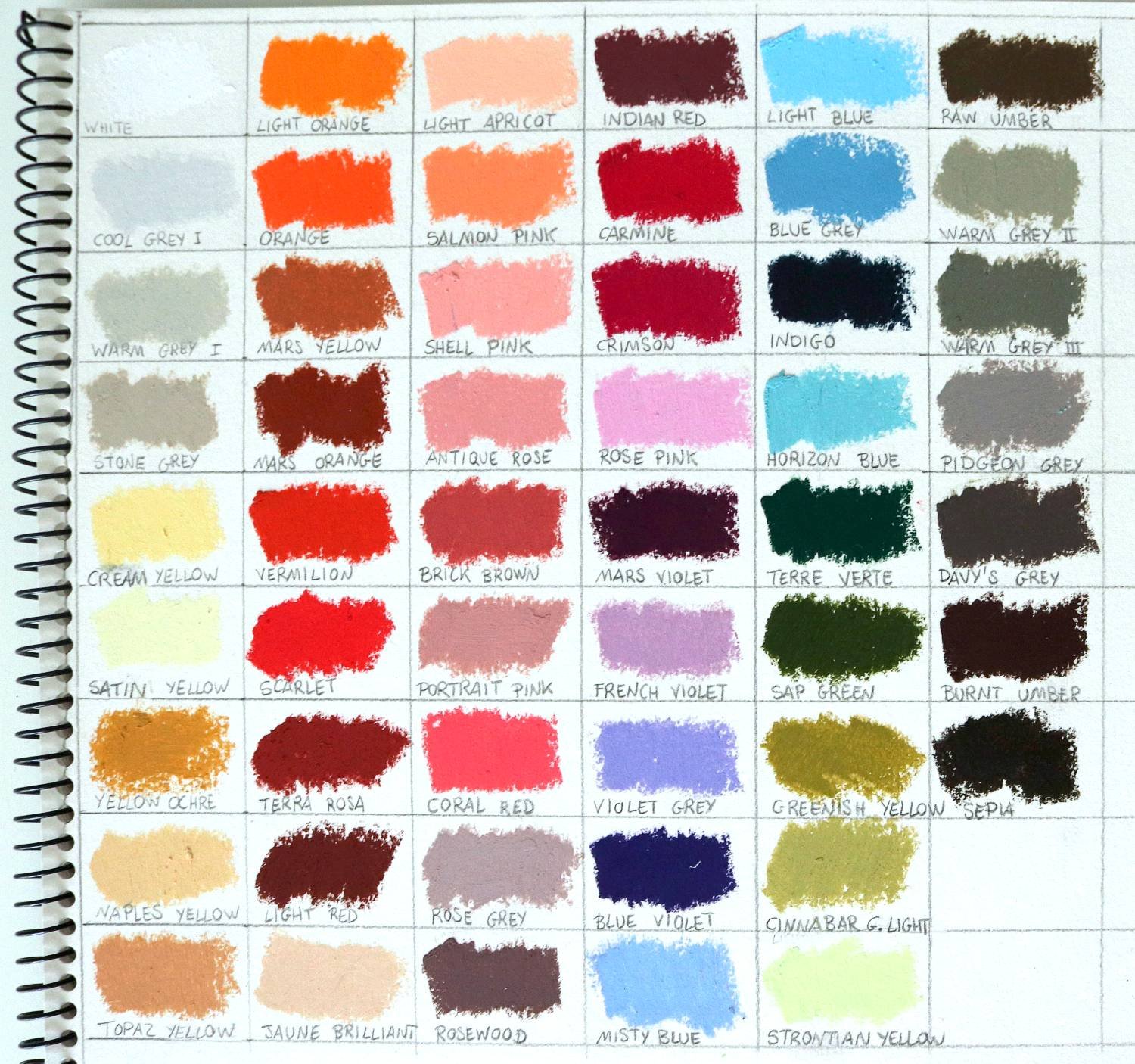 holbein oil pastel swatches