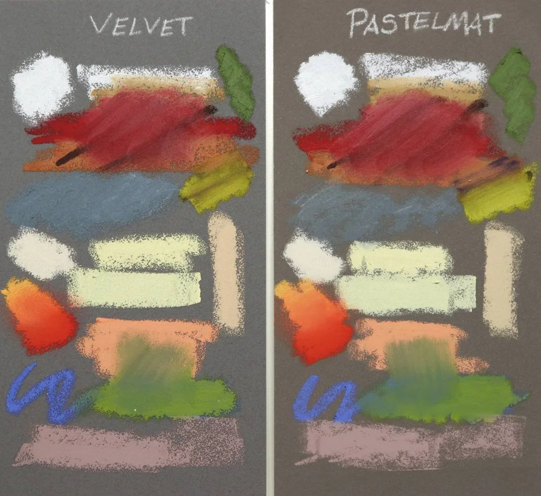 Canson Mi-Teintes Velvet paper vs Pastelmat scribbles