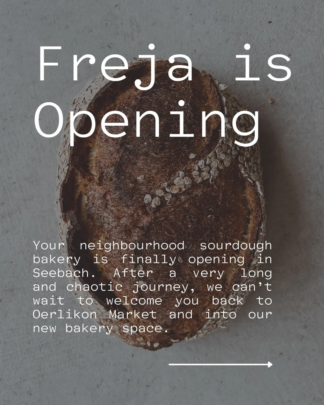 We finally have an opening date!

From baking sourdough at home and sharing it with neighbours, to baking for Oerlikon Market from a tiny shared kitchen, to finally opening our own bakery. 

After more than seven months without production and over a 