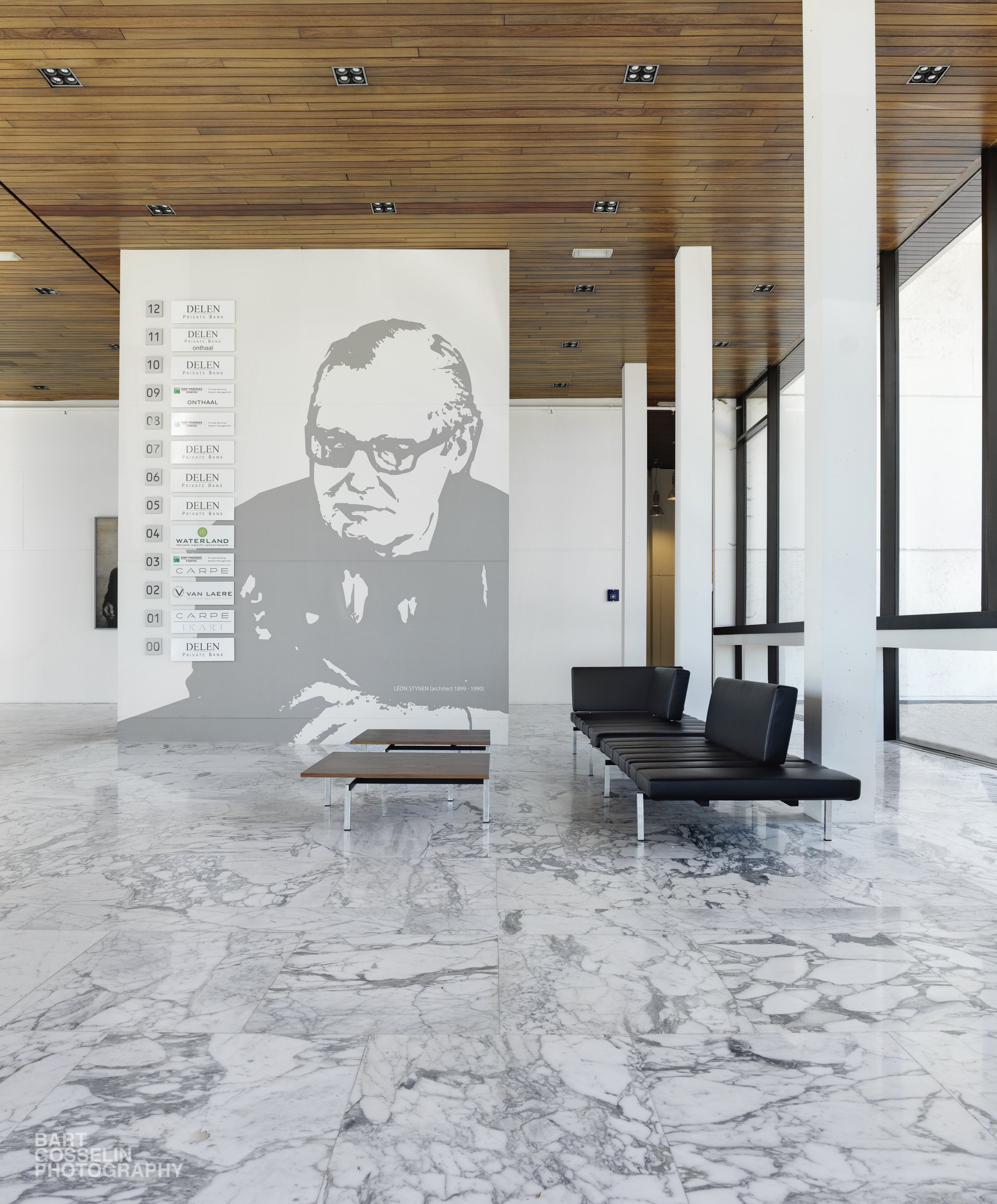BP Building, Antwerpen, Belgium. interior with portrait Leon Stynen