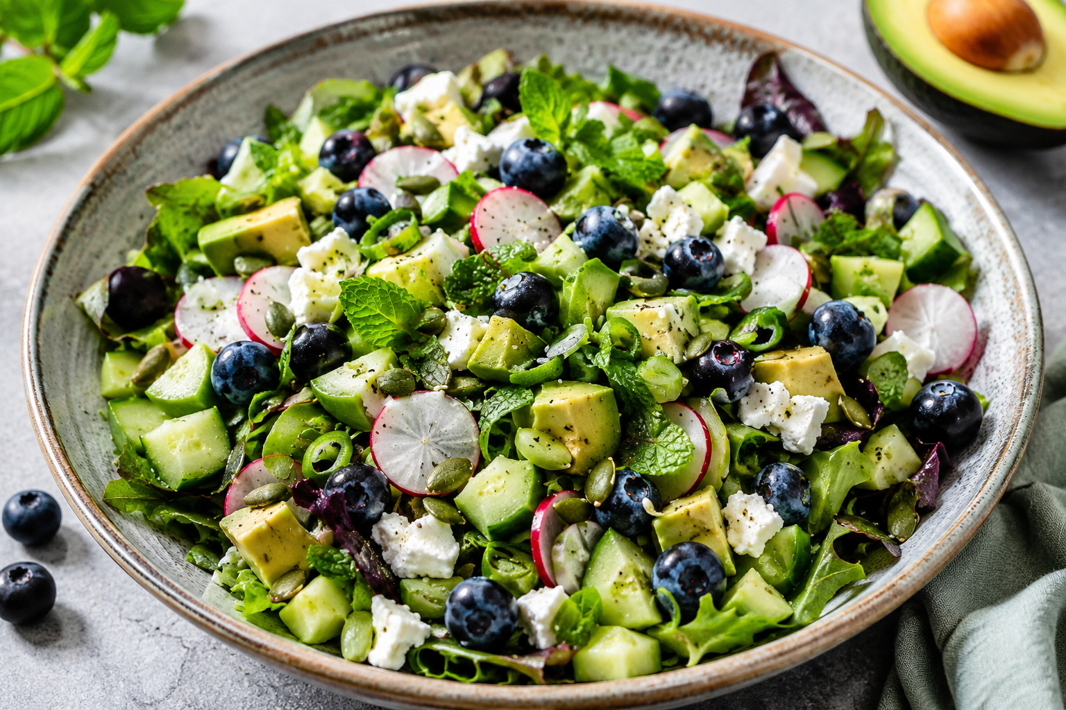 Blueberry, Avocado &amp; Goat’s Cheese Summer Salad