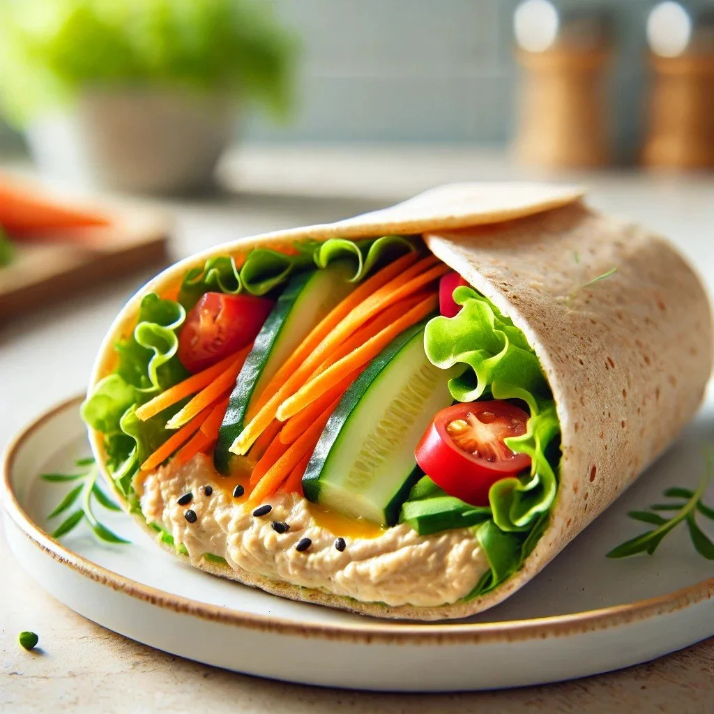 Healthy Hummus and Veggie Wrap Recipe CortisolBalancing Lunch