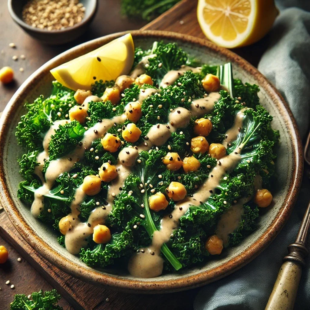 Chickpea and Kale Salad with Tahini Dressing - A Nutritious Recipe for ...