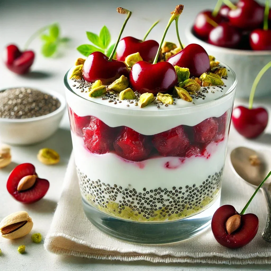 Melatonin-Rich Tart Cherry and Pistachio Yogurt Parfait Recipe for