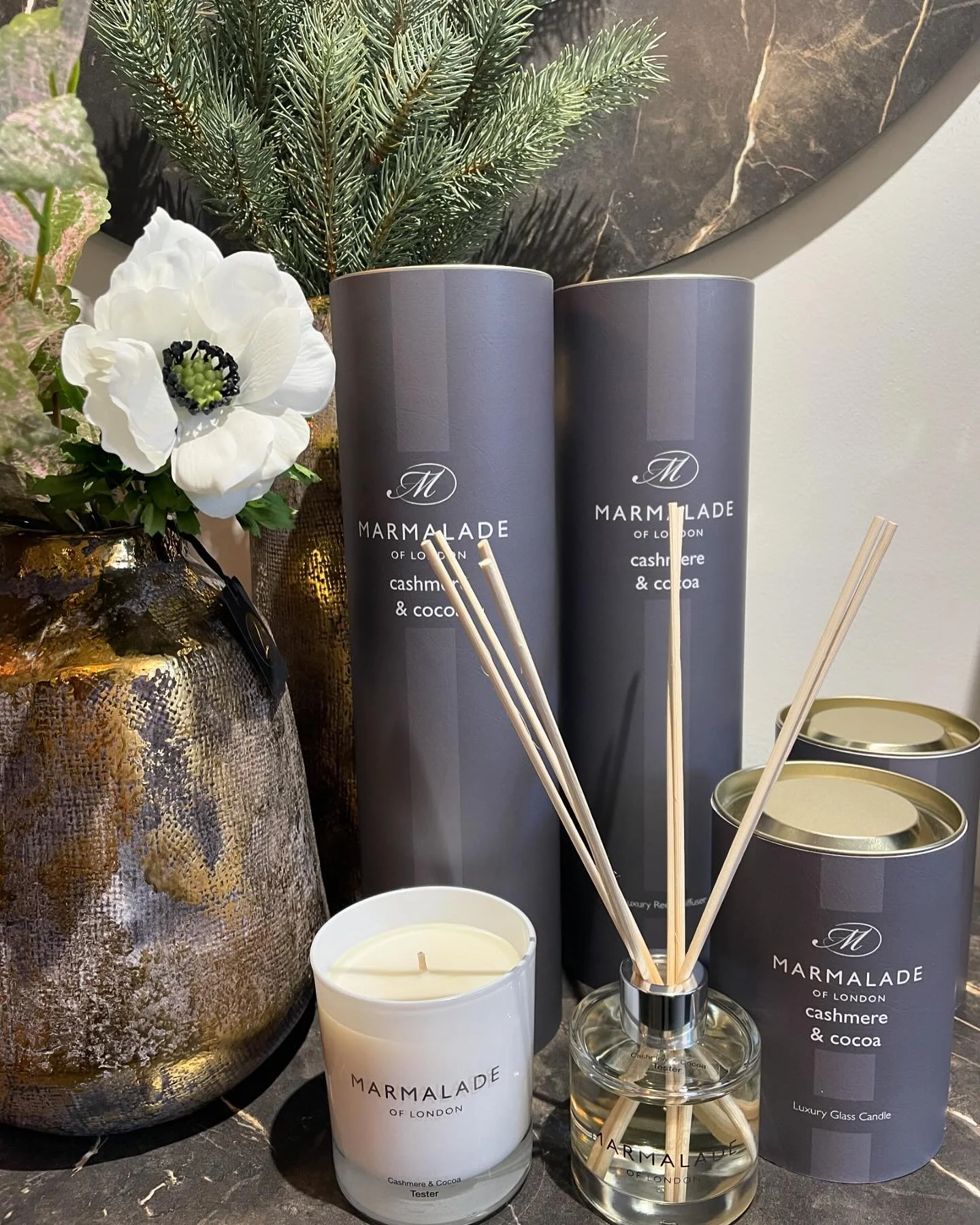 NEW ✨ stunning new @marmaladeoflondon has arrived in store and it is divine. What a wonderful winter home fragrance CASHMERE &amp; COCOA ❄️
Also a restock on Winter fir 🌲 not a lot left already as it&rsquo;s stunning so be quick if you wanted one th