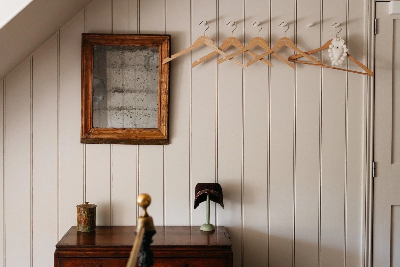 Wooden panelling at 'The Grove', Merchant & Mills' sewing residency,  painted in Atelier Ellis Milk.