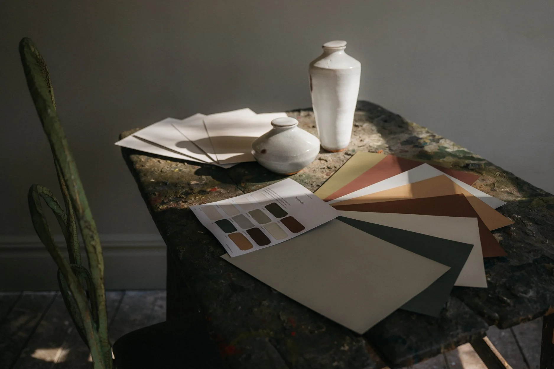 Paint chart and A4 colour sample cards for Atelier Ellis' collection I am/not an Island.