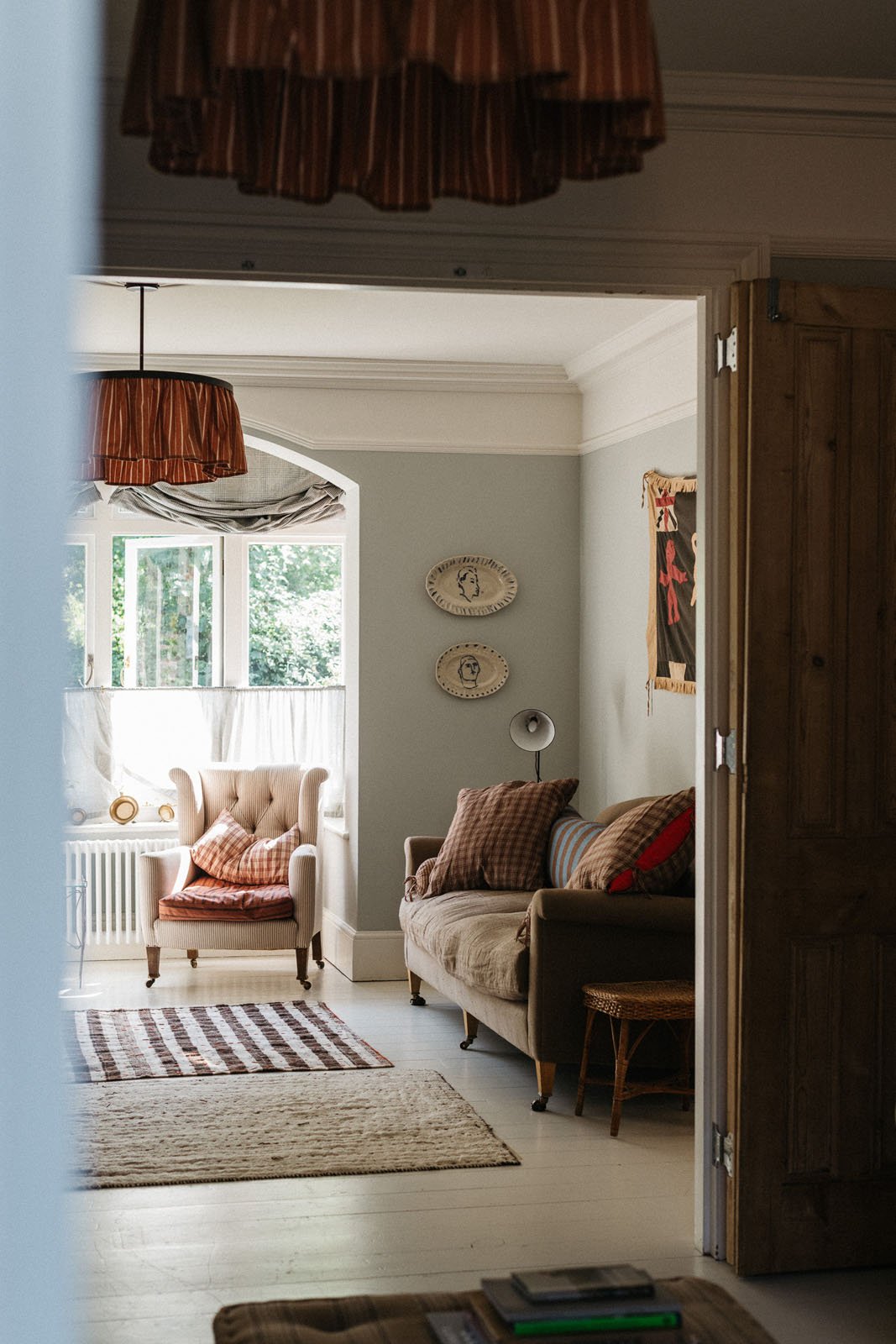 Living room at 'The Grove', Merchant & Mills' sewing residency,  painted in Atelier Ellis Seafoam.