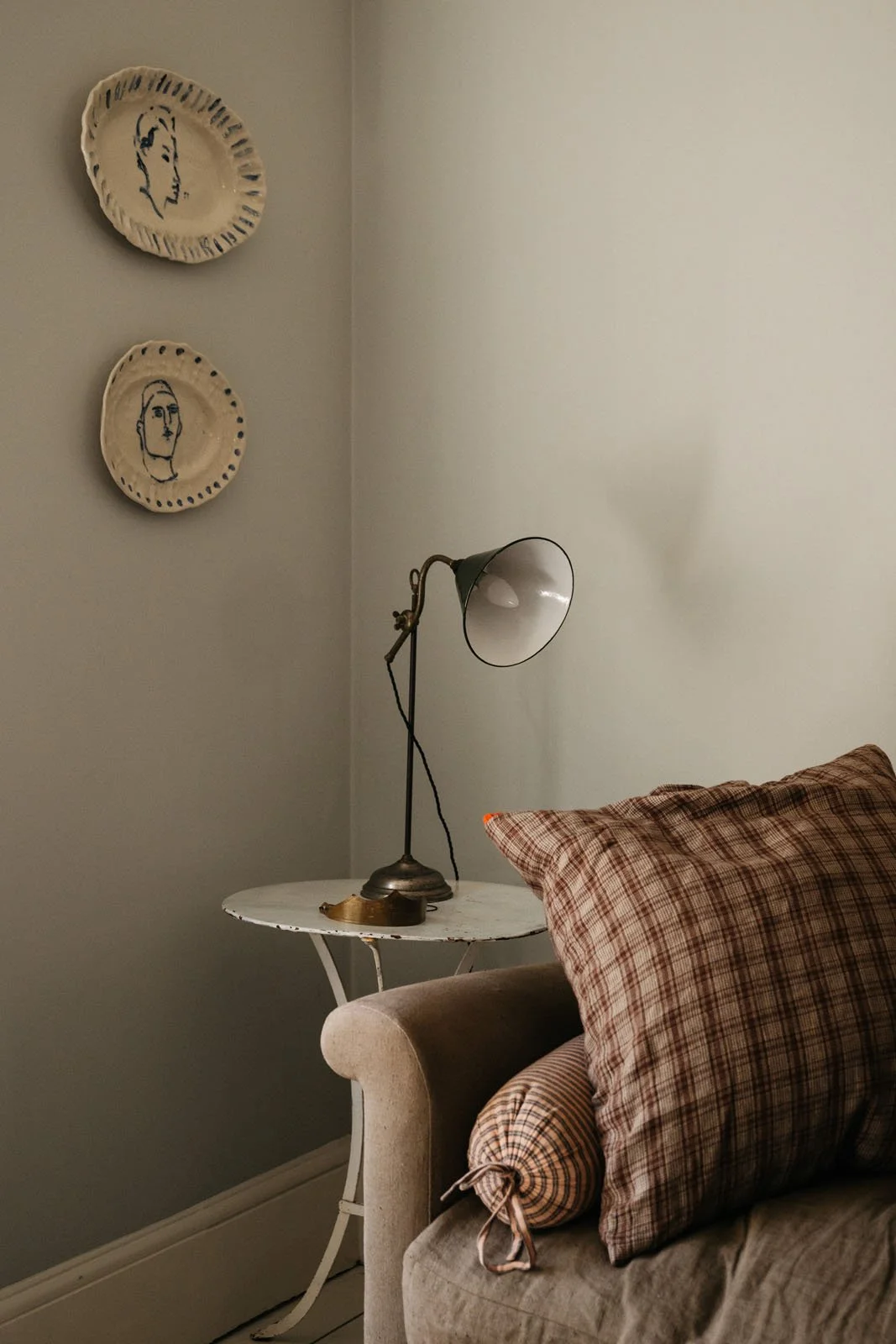 Corner of living room at 'The Grove', Merchant & Mills' sewing residency,  painted in Atelier Ellis Seafoam.