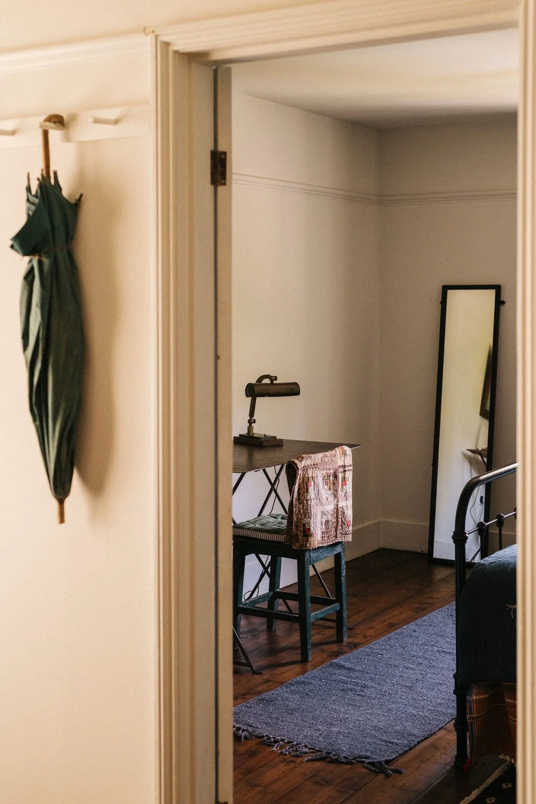Bedroom room at 'The Grove', Merchant & Mills' sewing residency,  painted in Atelier Ellis Milk.