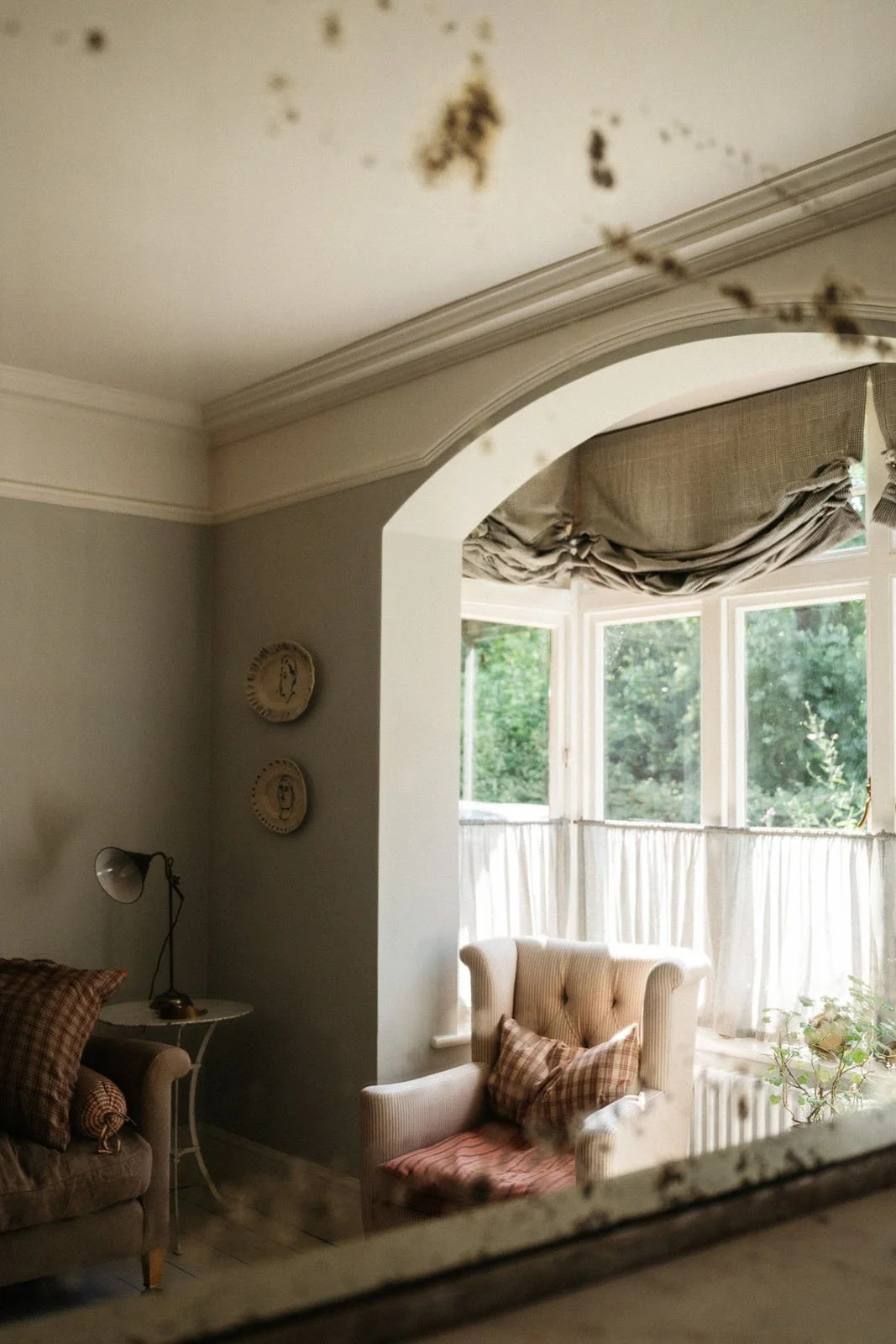 Living room at 'The Grove', Merchant & Mills sewing residency,  painted in Atelier Ellis Seafoam.