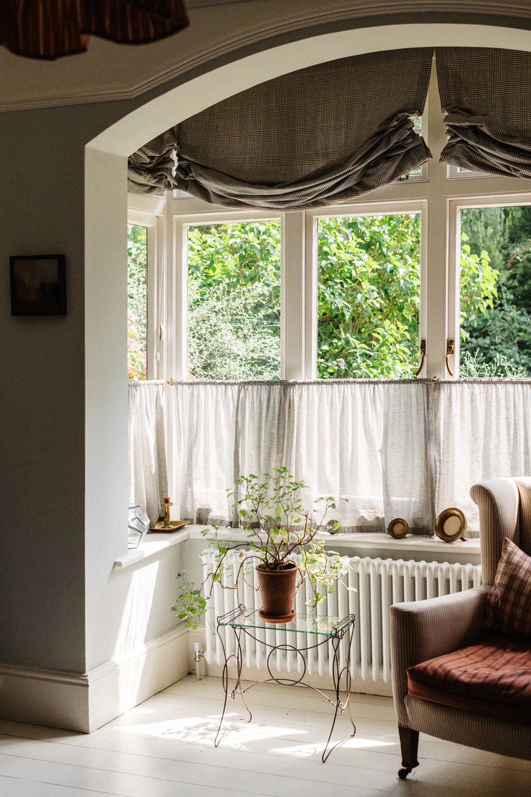 Living room at 'The Grove', Merchant & Mills sewing residency,  painted in Atelier Ellis Seafoam.