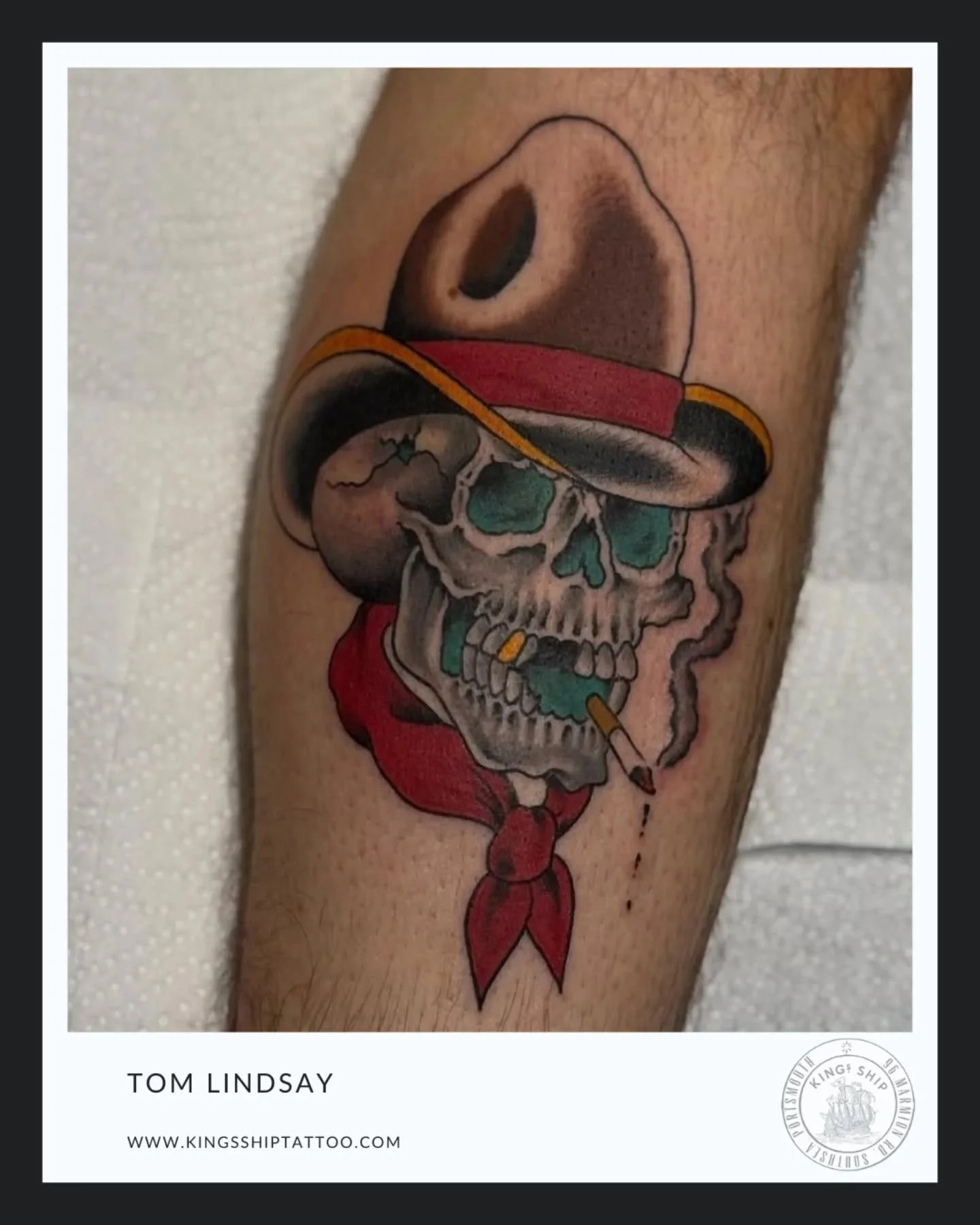 @youngtomtattoos 

Trad colour skull piece. 

DM Tom to start your next tattoo project. Walk ins available Wednesday-Sunday 

#tattoo #tradtattoos #southsea #kingsshiptattoo