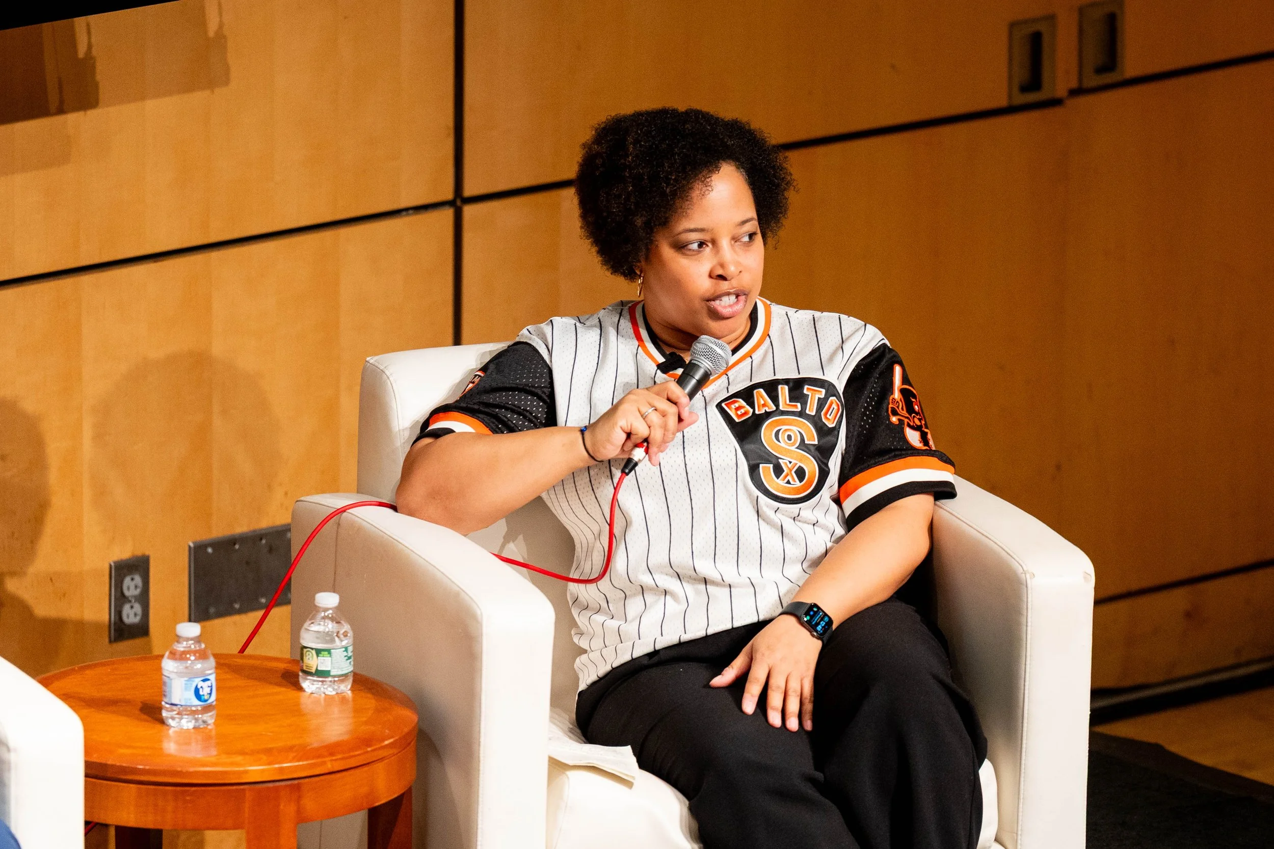  Jana Brooks, panelist, speaks during the panel event.  