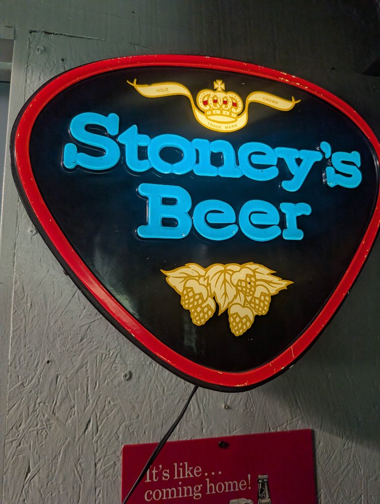 Vintage triangular neon Stoney's Beer sign