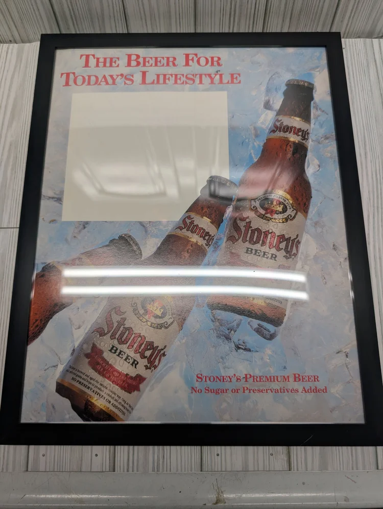 Framed The Beer For Today's Lifestyle Stoney's bottle advertising sign