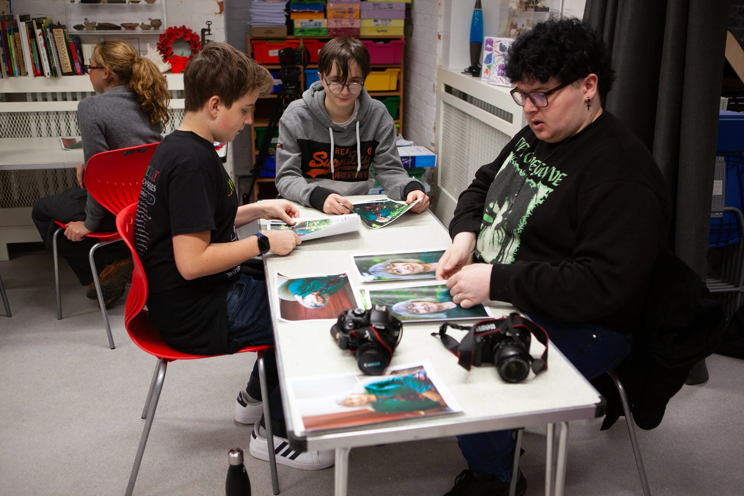 Photograph of young portrait photography participants at The Amelia Scott, 2026.