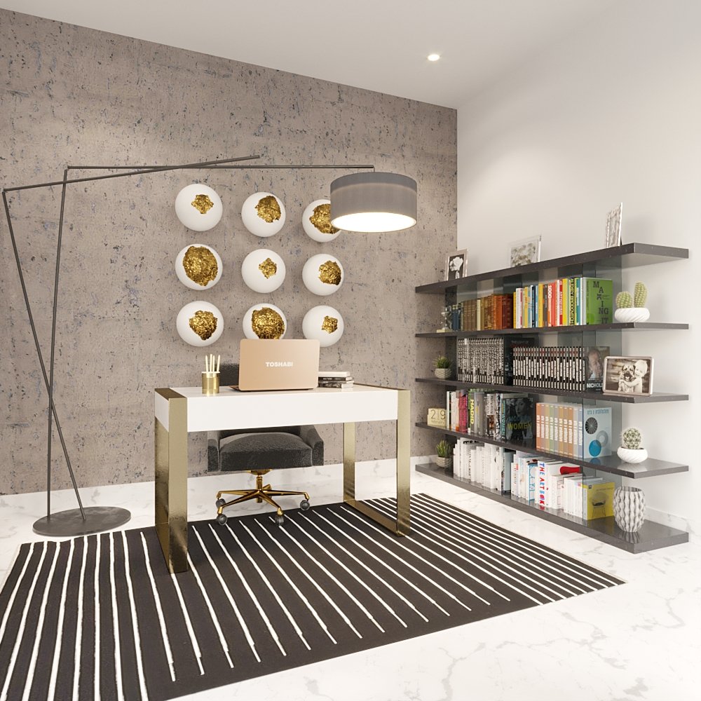 This Orlando residence features a luxurious office with modern touches throughout.