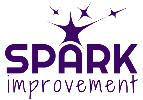 Spark Improvement logo with stylized starburst and purple text